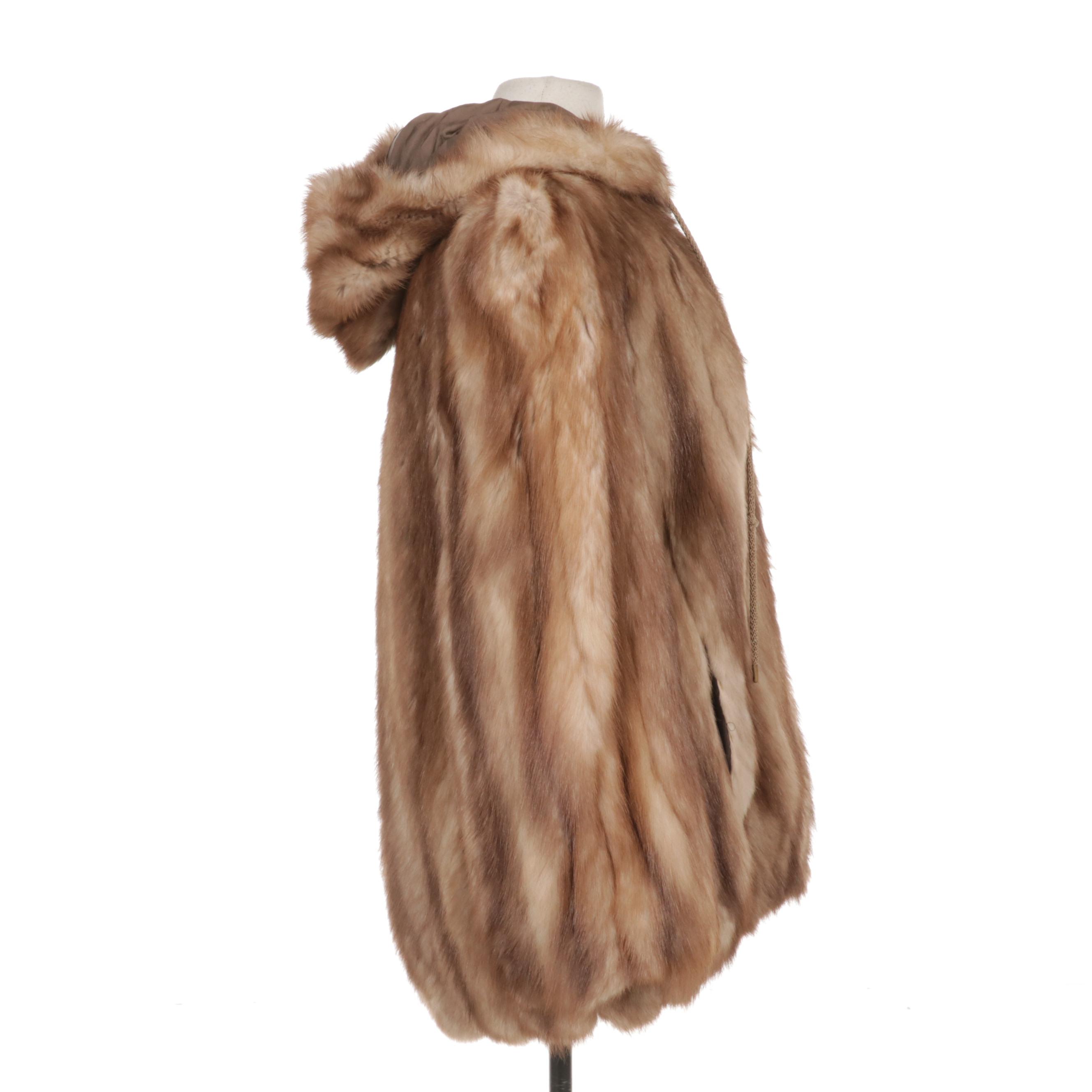 Stone Martin Fur Hooded Zip-Up Jacket, Late 20th Century