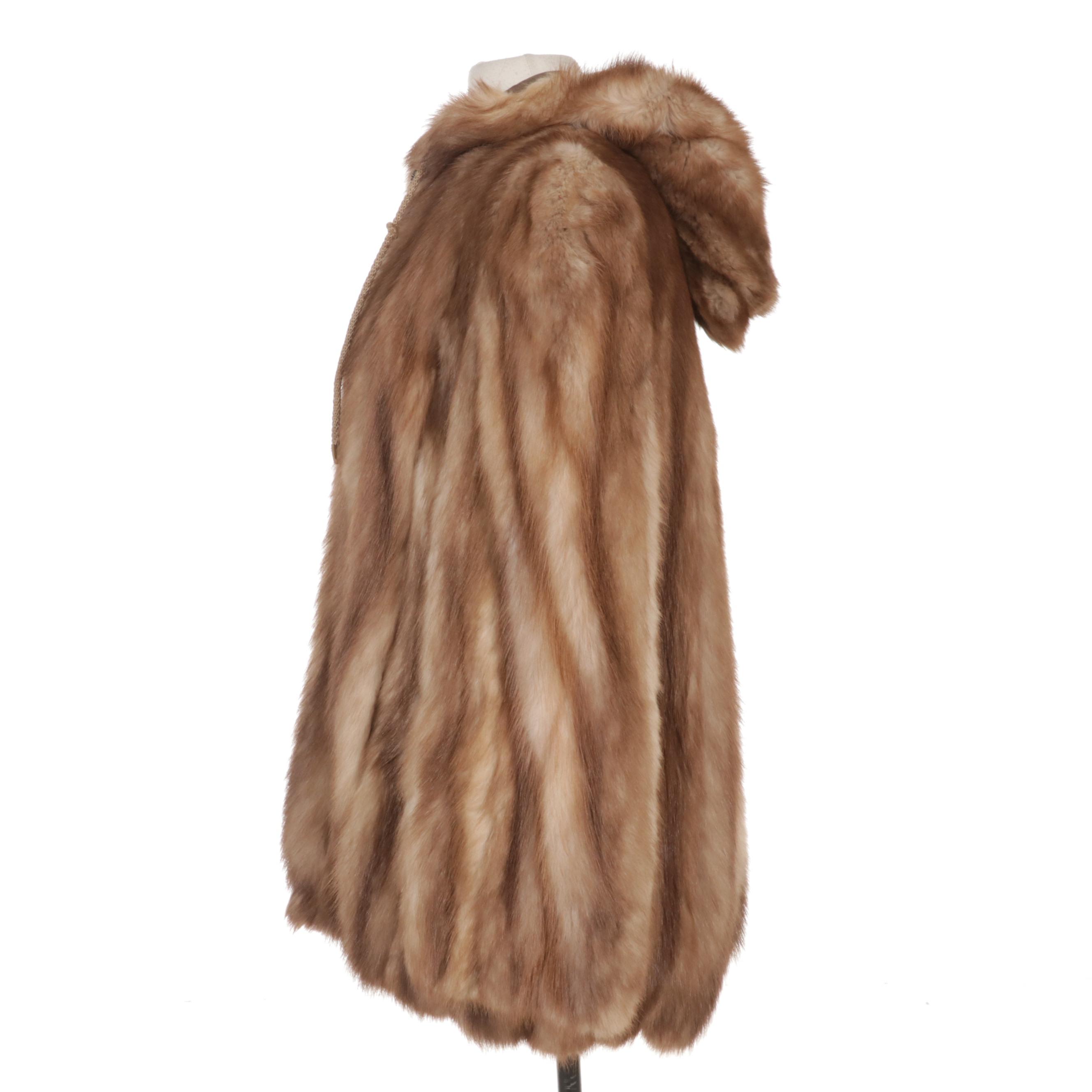 Stone Martin Fur Hooded Zip-Up Jacket, Late 20th Century