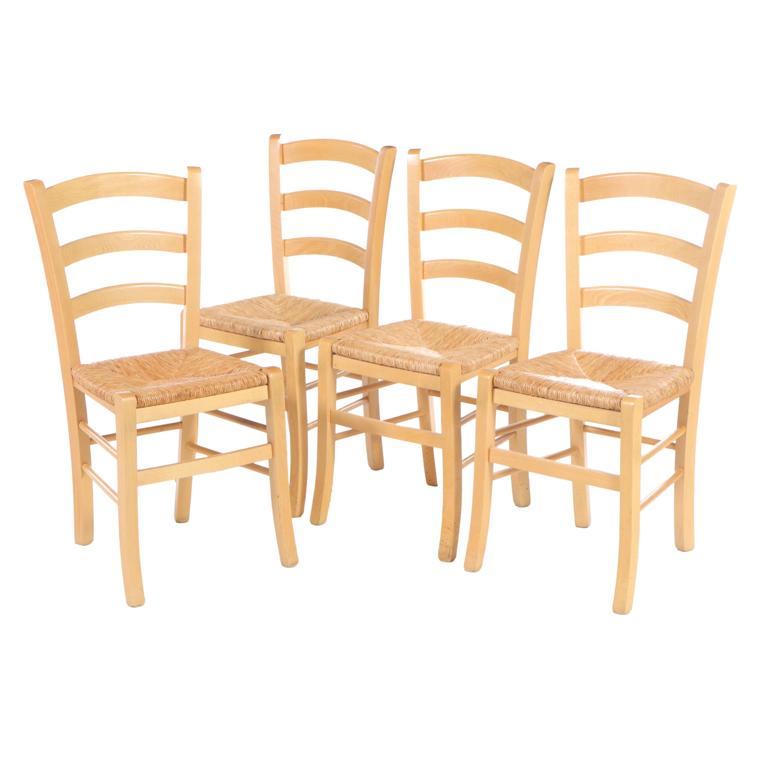 Four French Provincial Style Beech Side Chairs