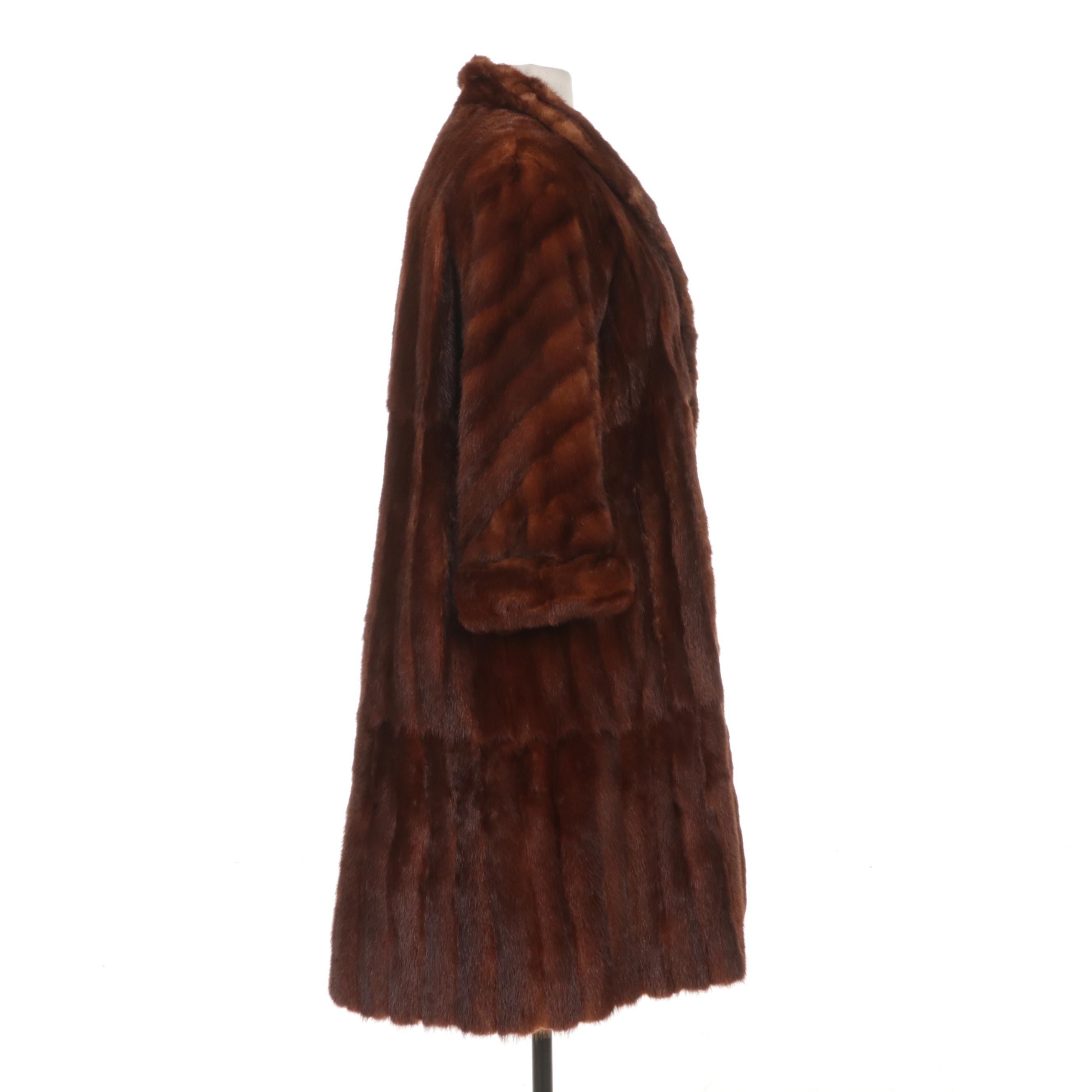 Mahogany Dyed Squirrel Fur Coat, Mid to Late 20th Century