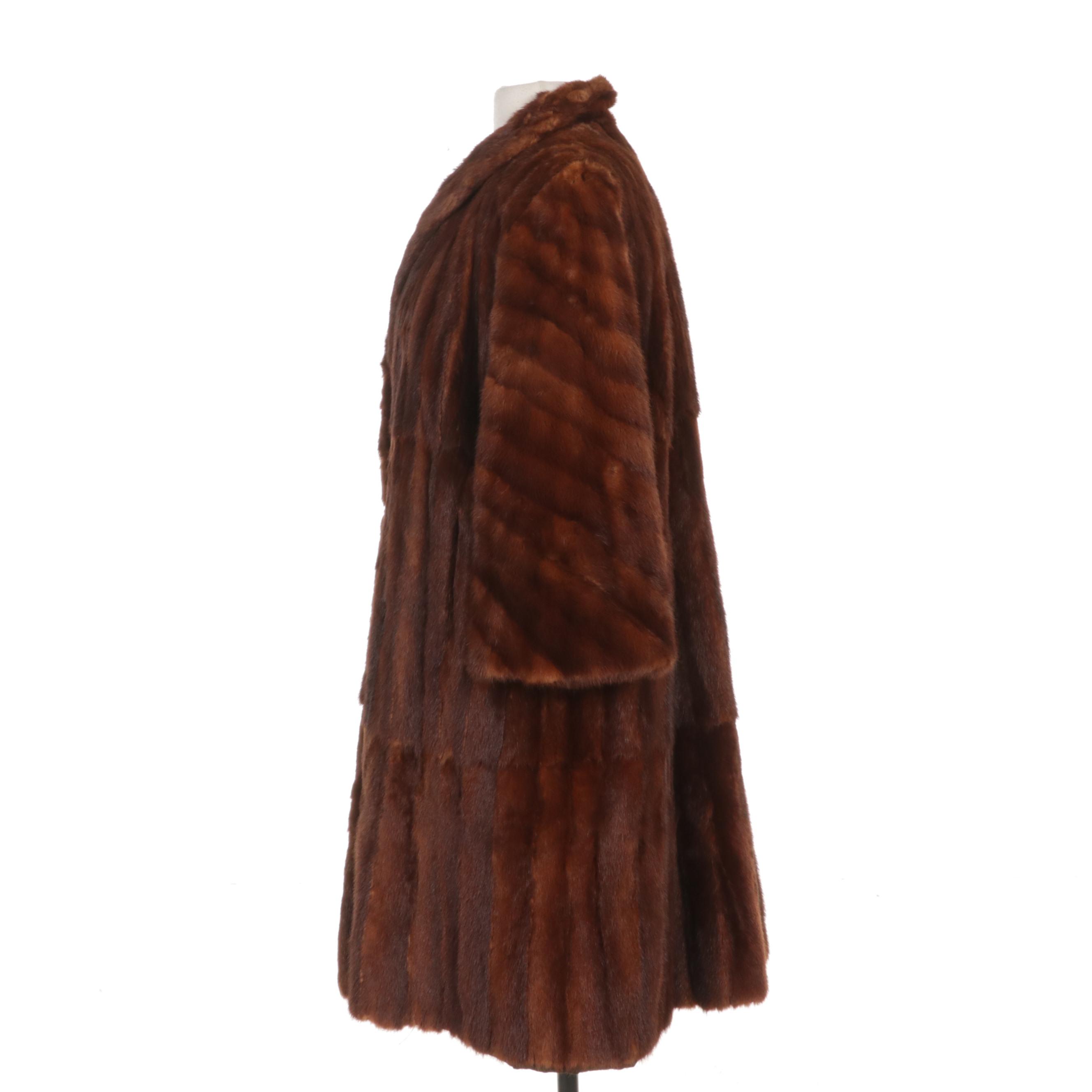Mahogany Dyed Squirrel Fur Coat, Mid to Late 20th Century
