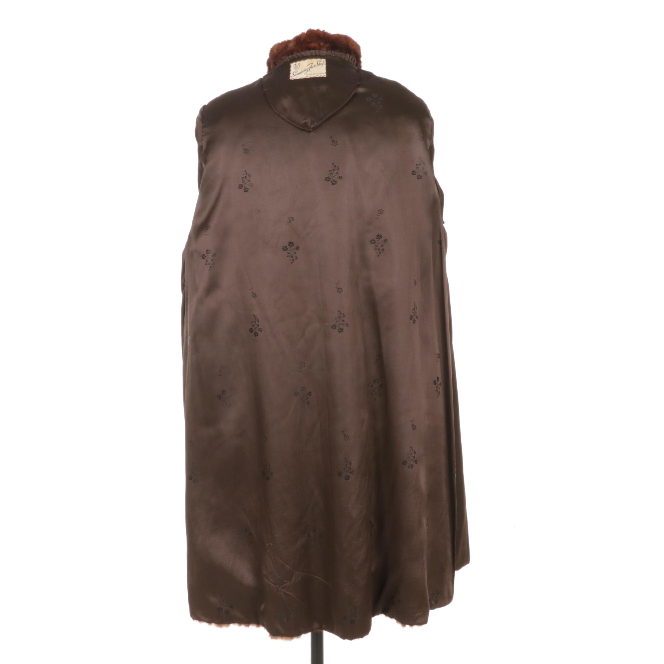 Mahogany Dyed Squirrel Fur Coat, Mid to Late 20th Century