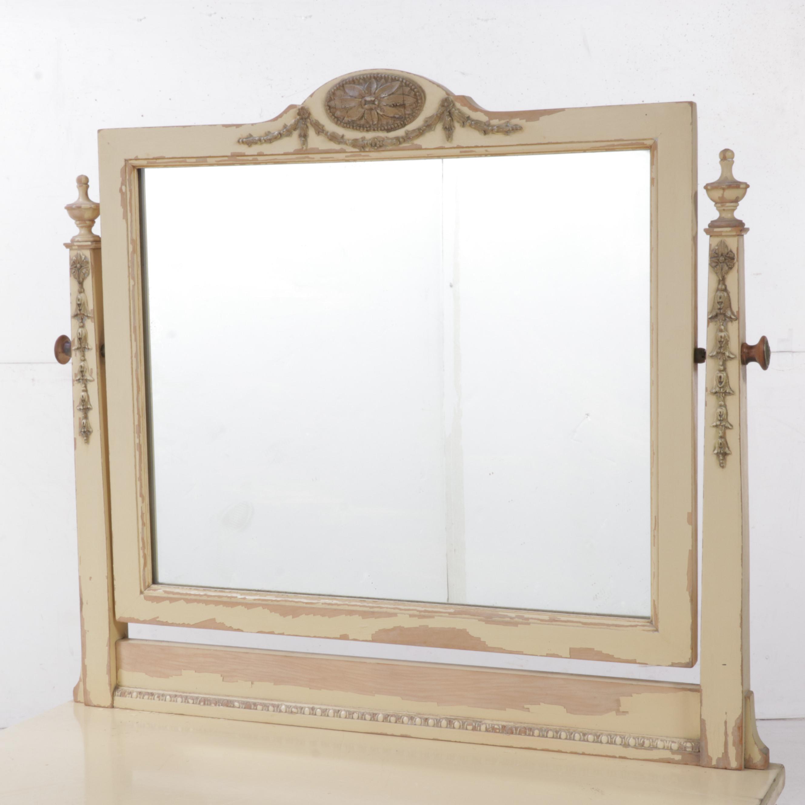 Neoclassical Style Painted Wooden Dresser with Mirror, Mid-20th Century