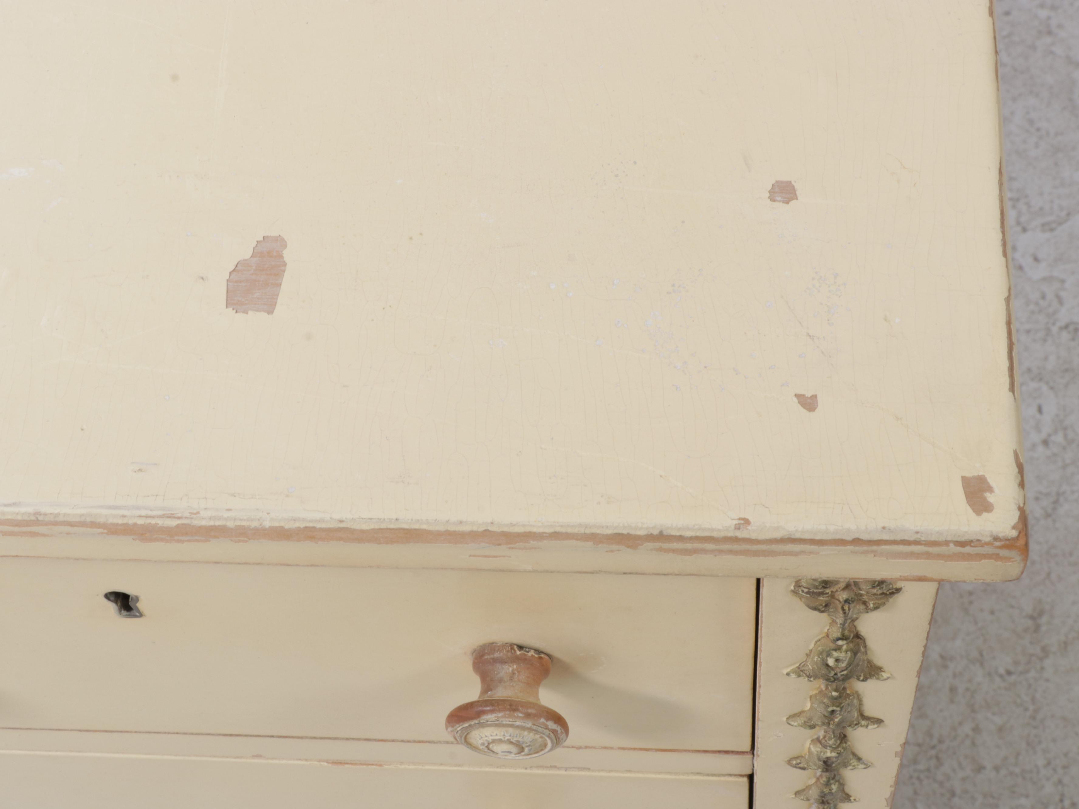 Neoclassical Style Painted Wooden Dresser with Mirror, Mid-20th Century