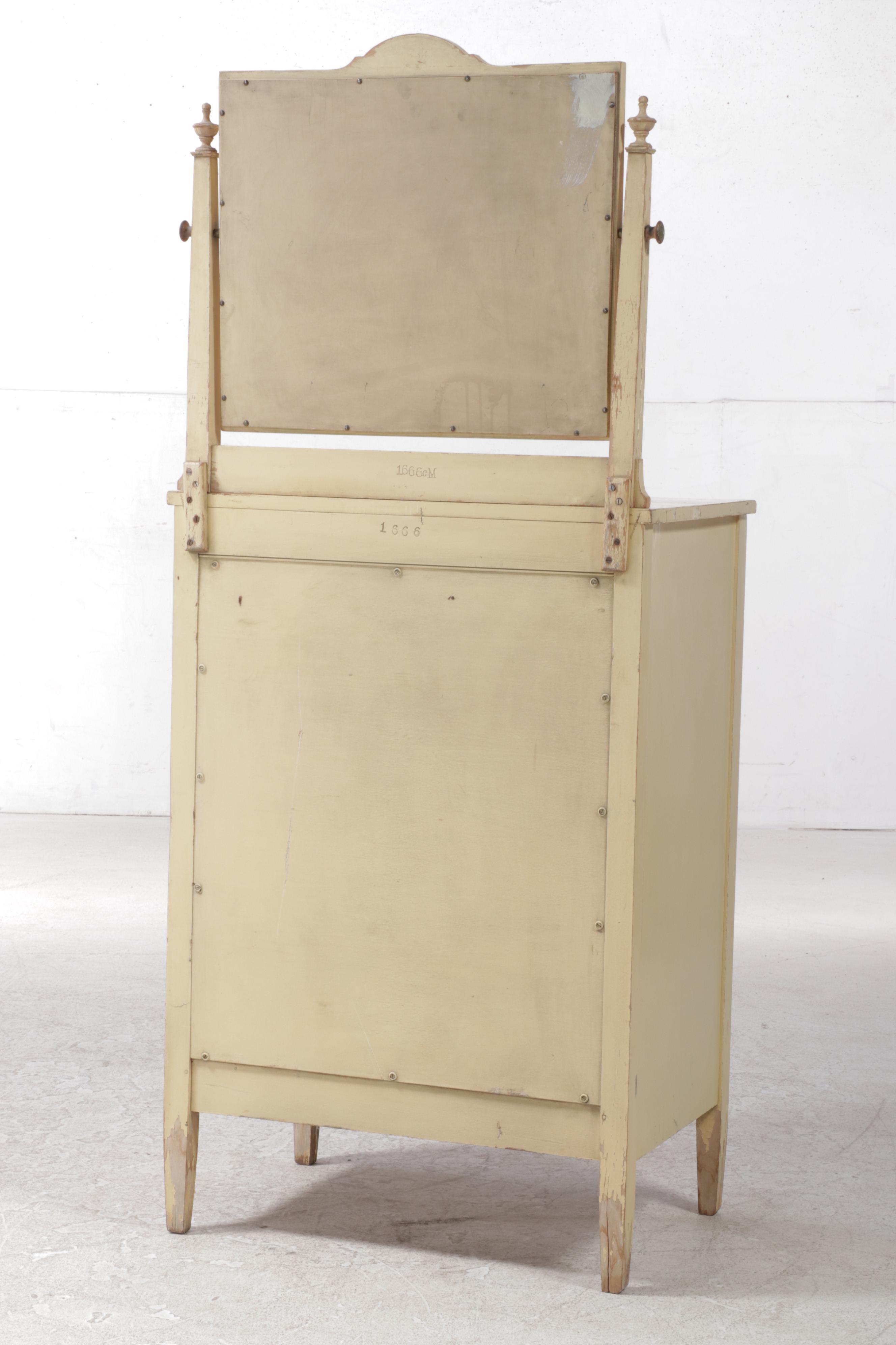 Neoclassical Style Painted Wooden Dresser with Mirror, Mid-20th Century