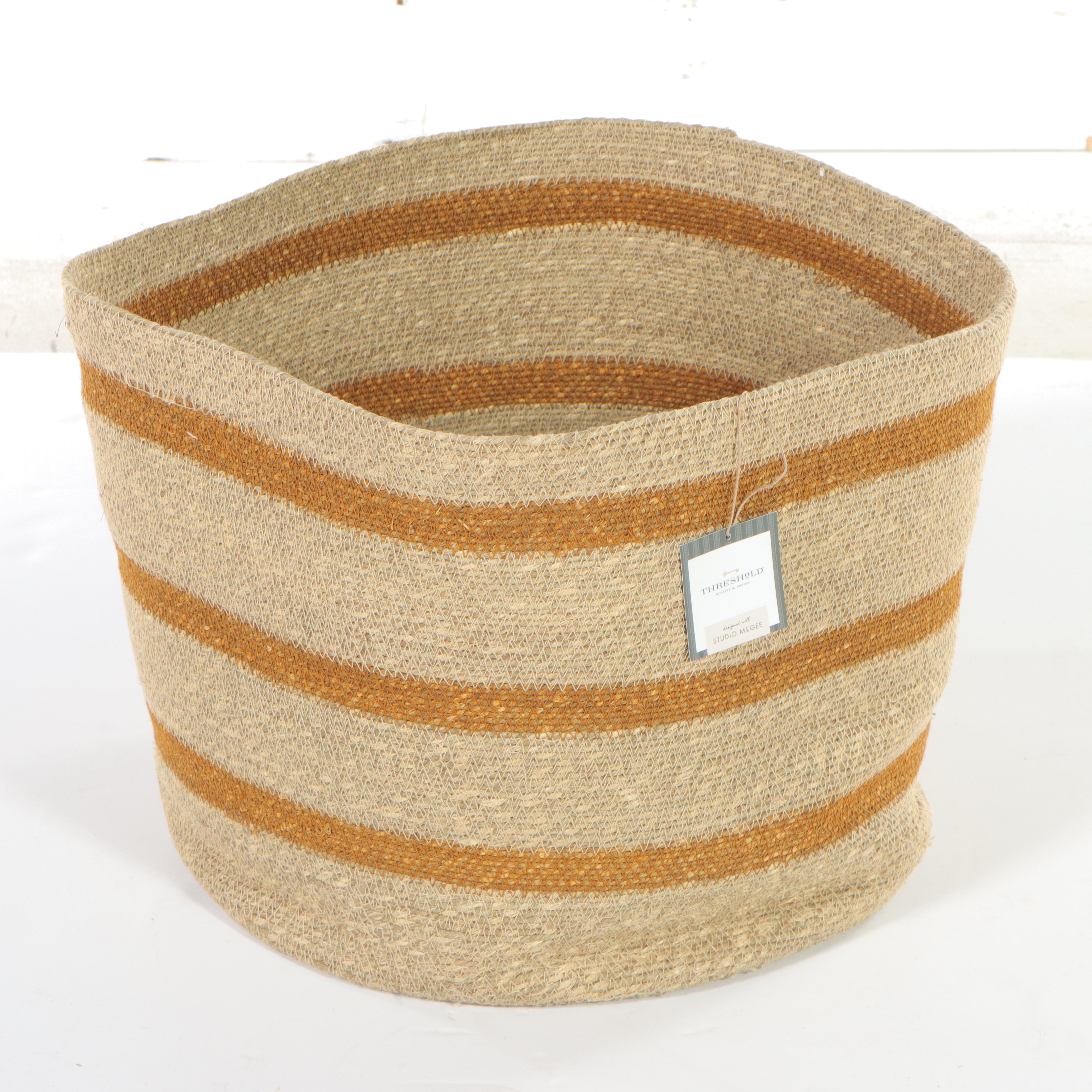 Threshold With Studio McGee Woven Magazine Holder and Striped Basket