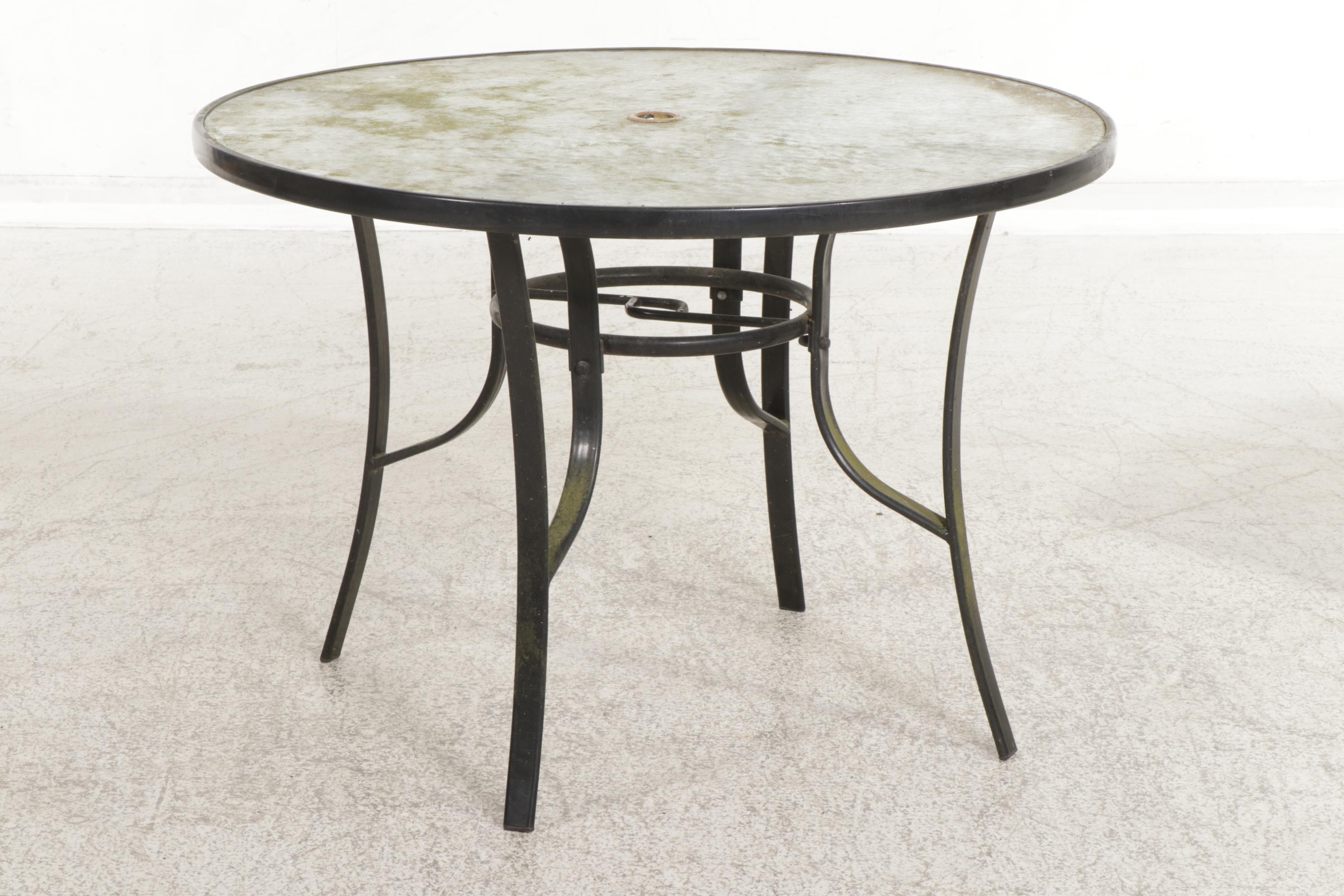 Hampton Bay Five-Piece Metal Patio Dining Set with Umbrella