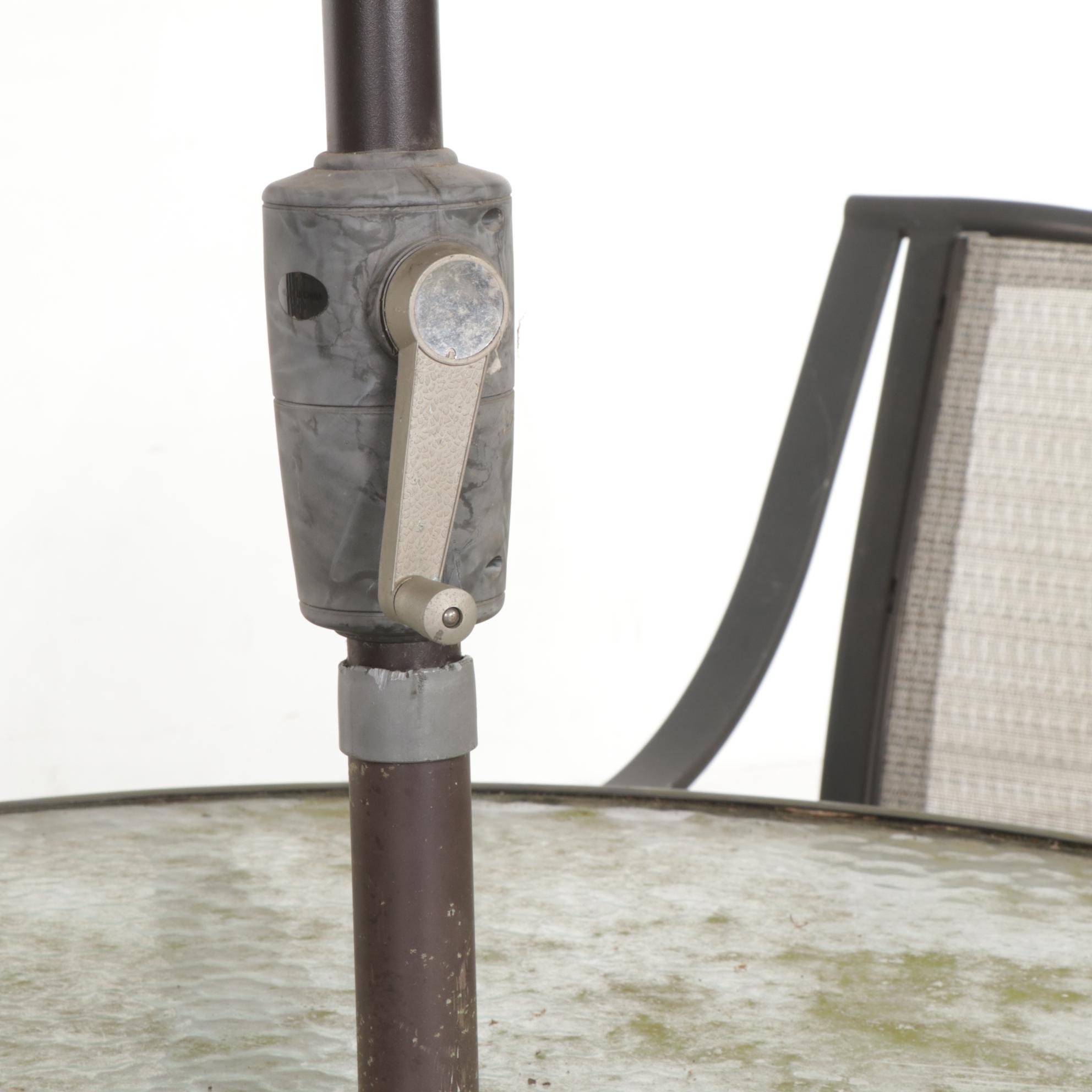 Hampton Bay Five-Piece Metal Patio Dining Set with Umbrella