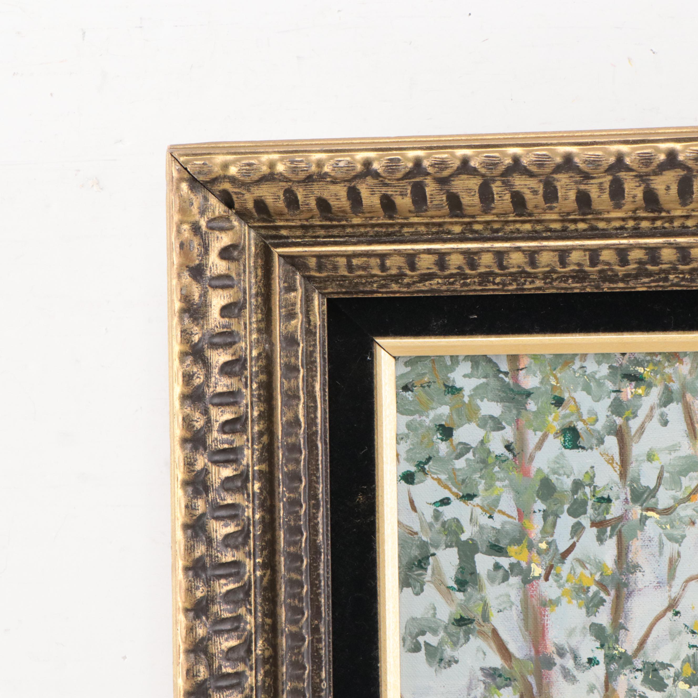 Richard Alexander Oil Painting of a Covered Bridge, 1973