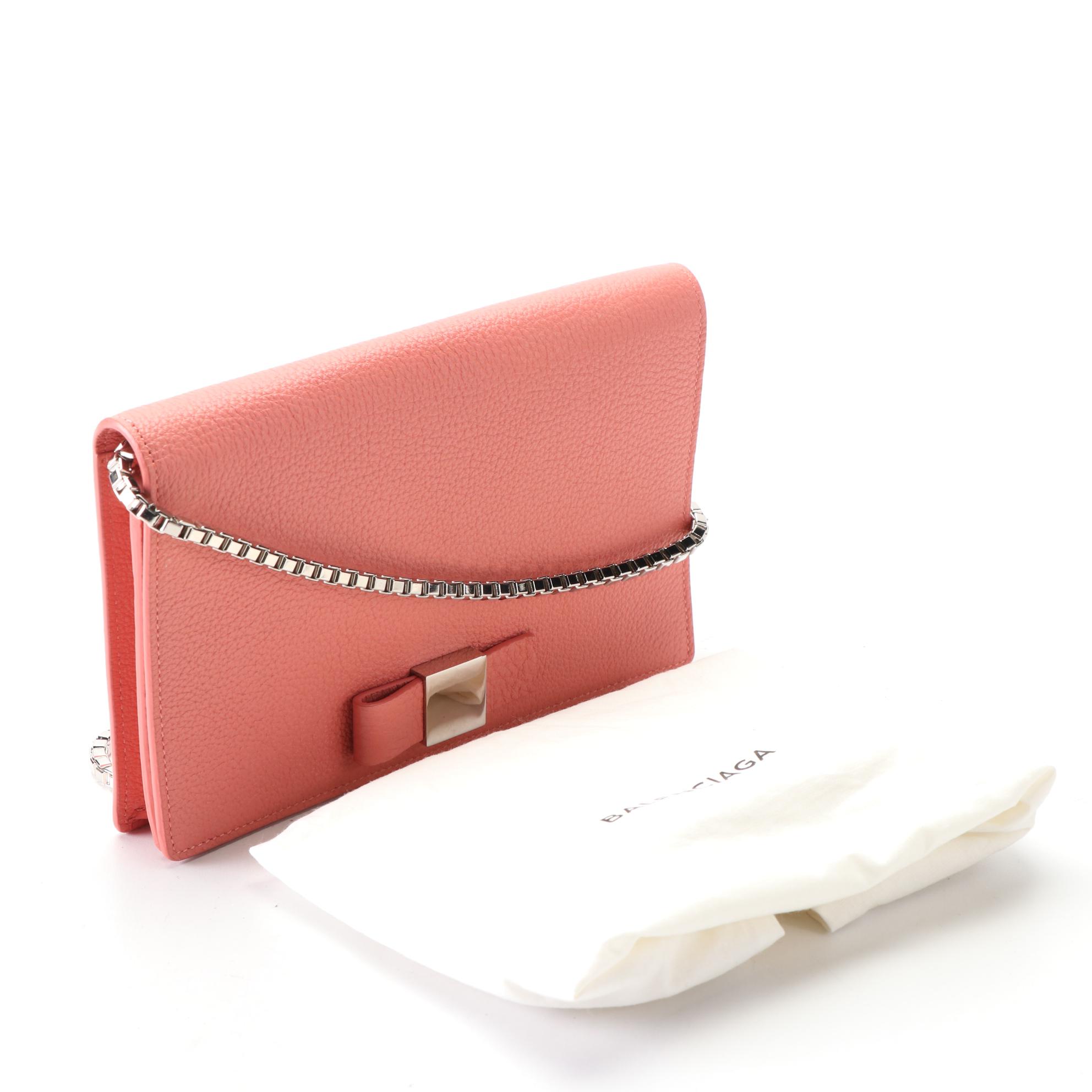 Balenciaga Bow Flap Wallet on Chain in Grain Leather