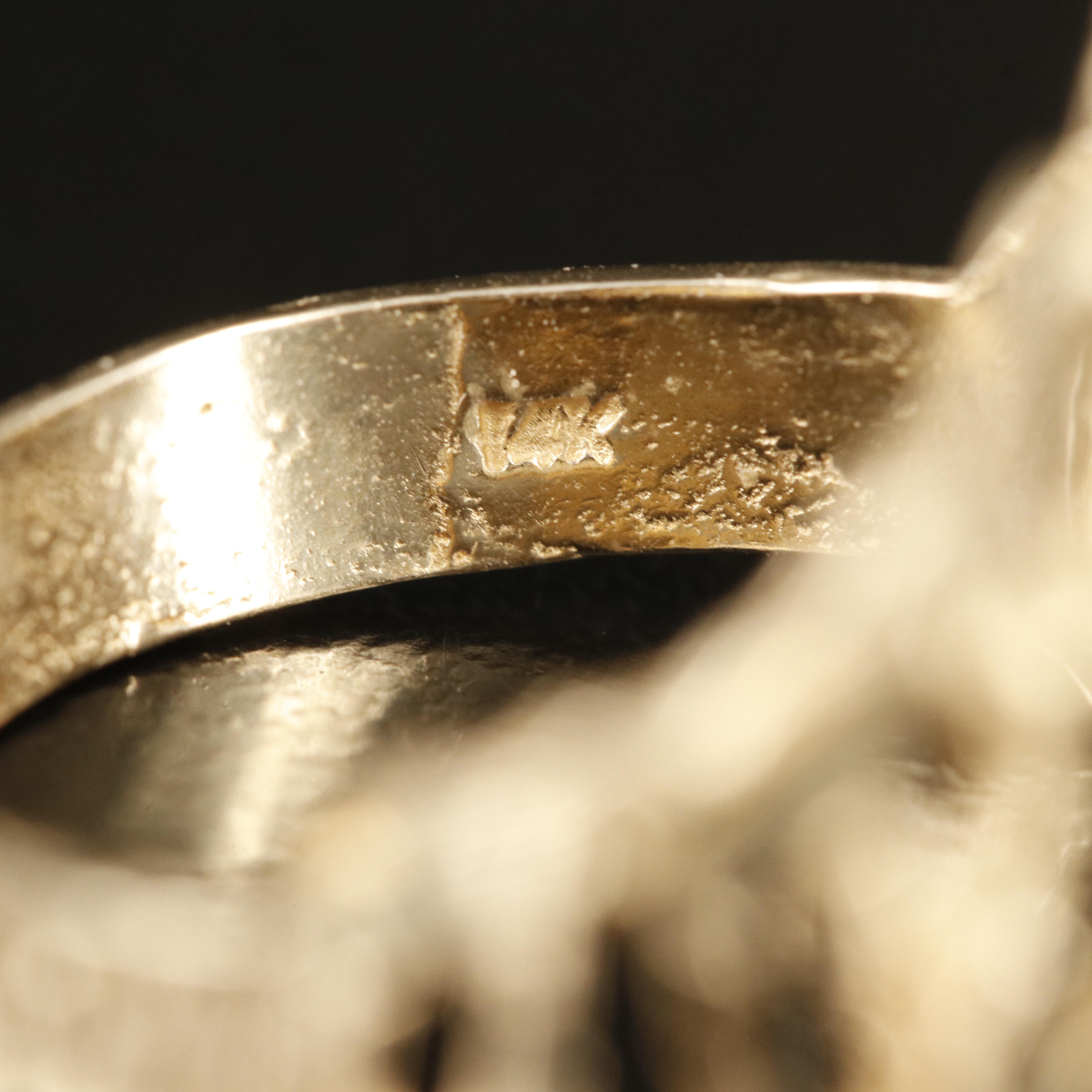 14K Textured Chevron Ring