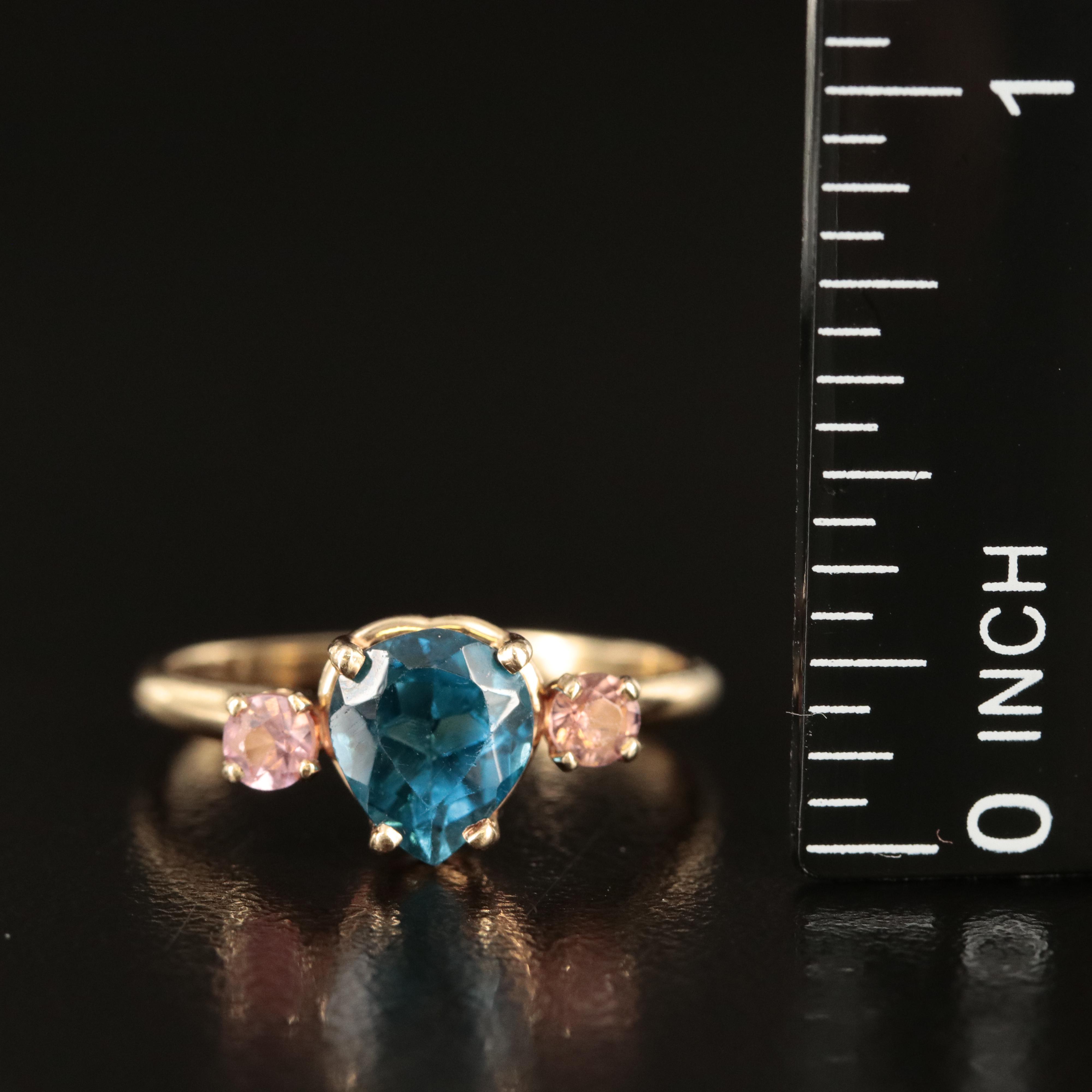 14K London Blue Topaz and Tourmaline Ring