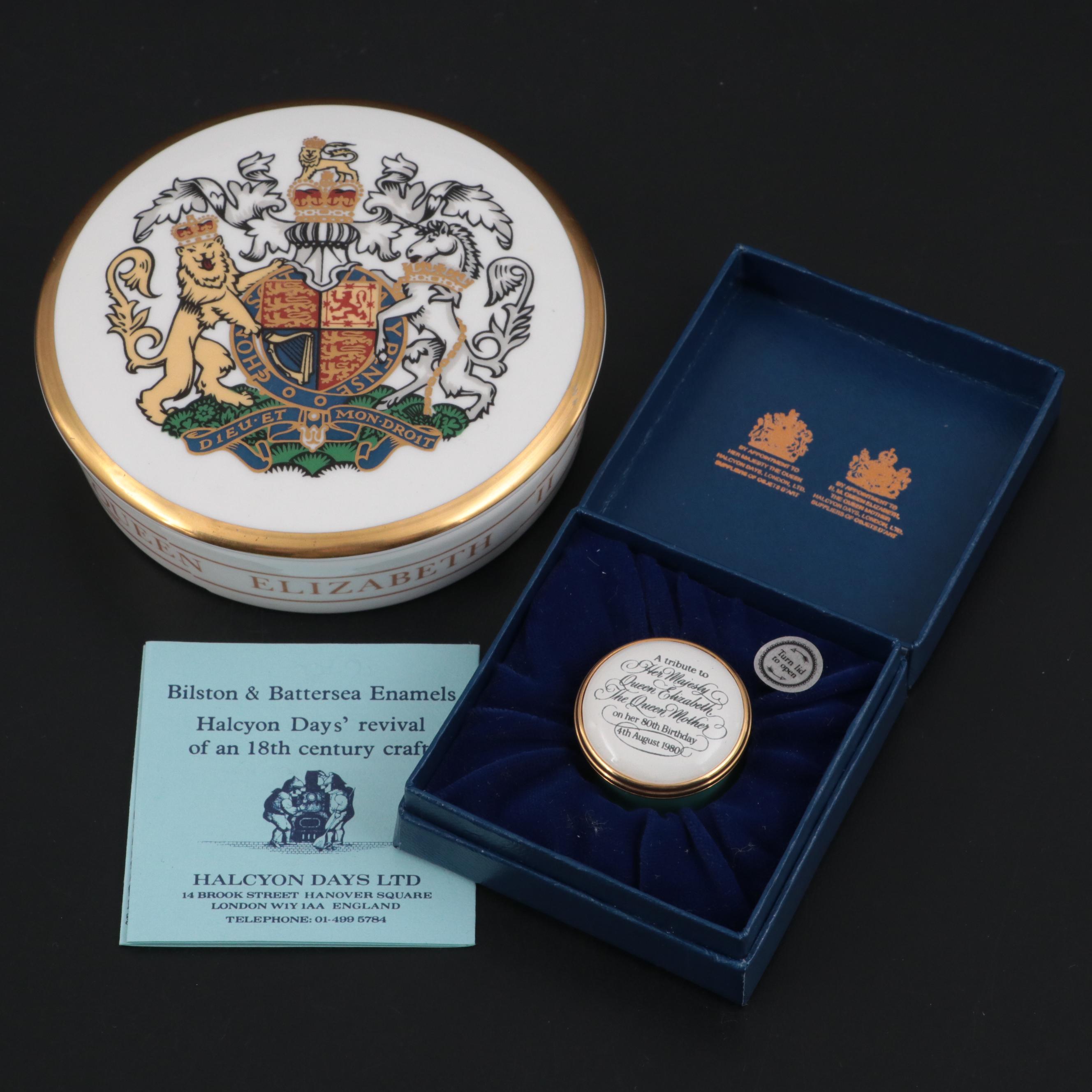 Halcyon Days Queen Elizabeth Birthday Commemorative Box with Silver Jubilee Box