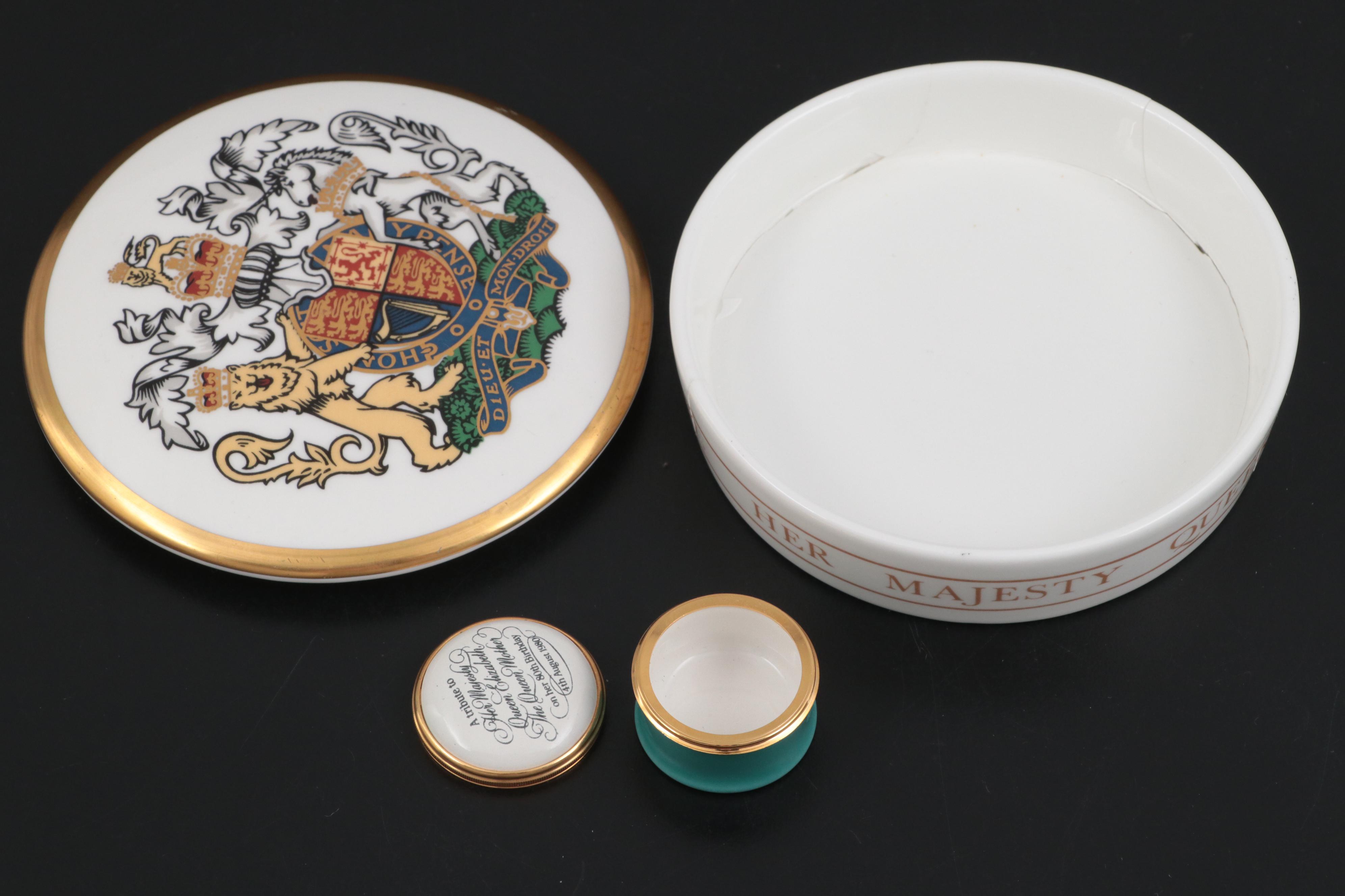 Halcyon Days Queen Elizabeth Birthday Commemorative Box with Silver Jubilee Box