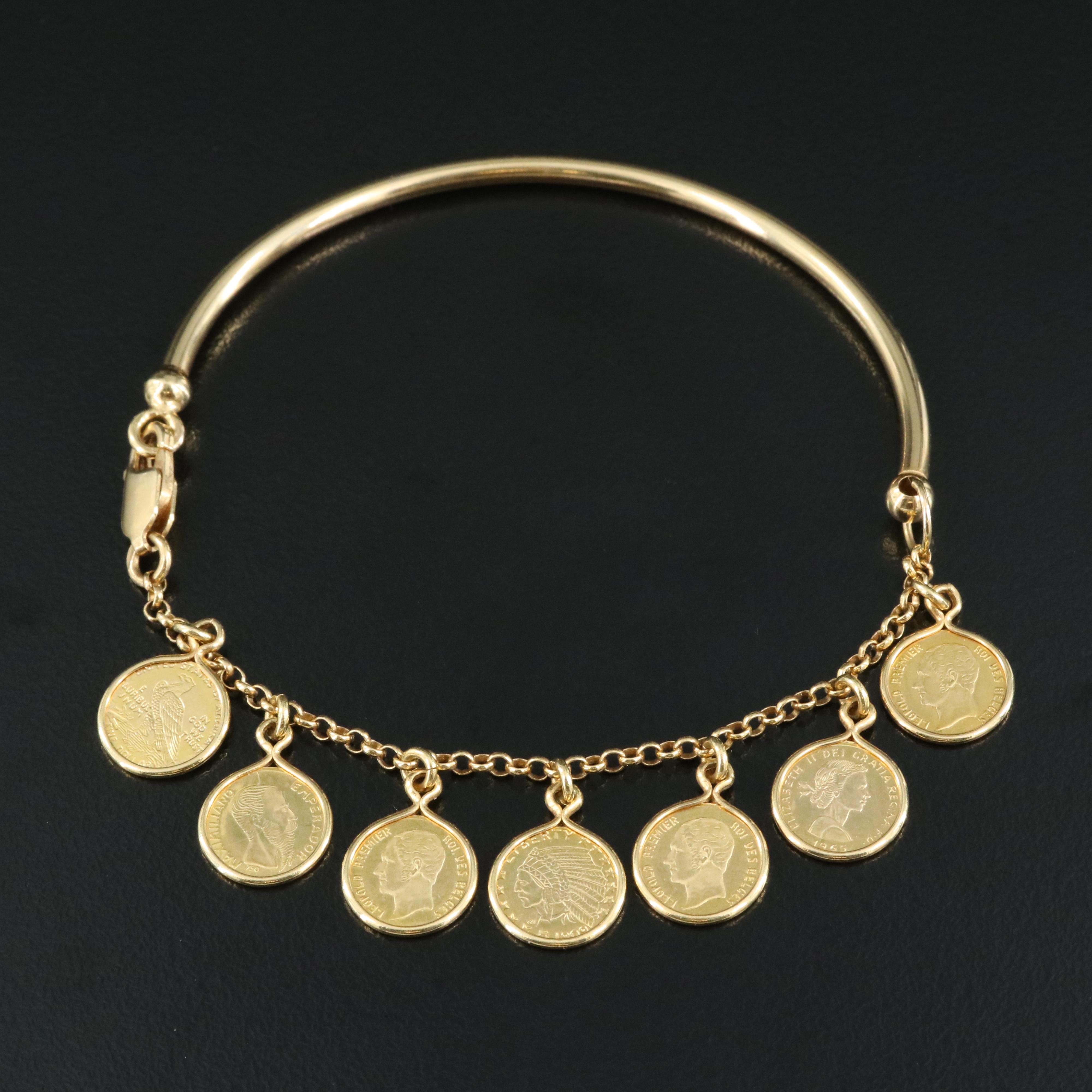 Italian 14K Replica Coin Bracelet