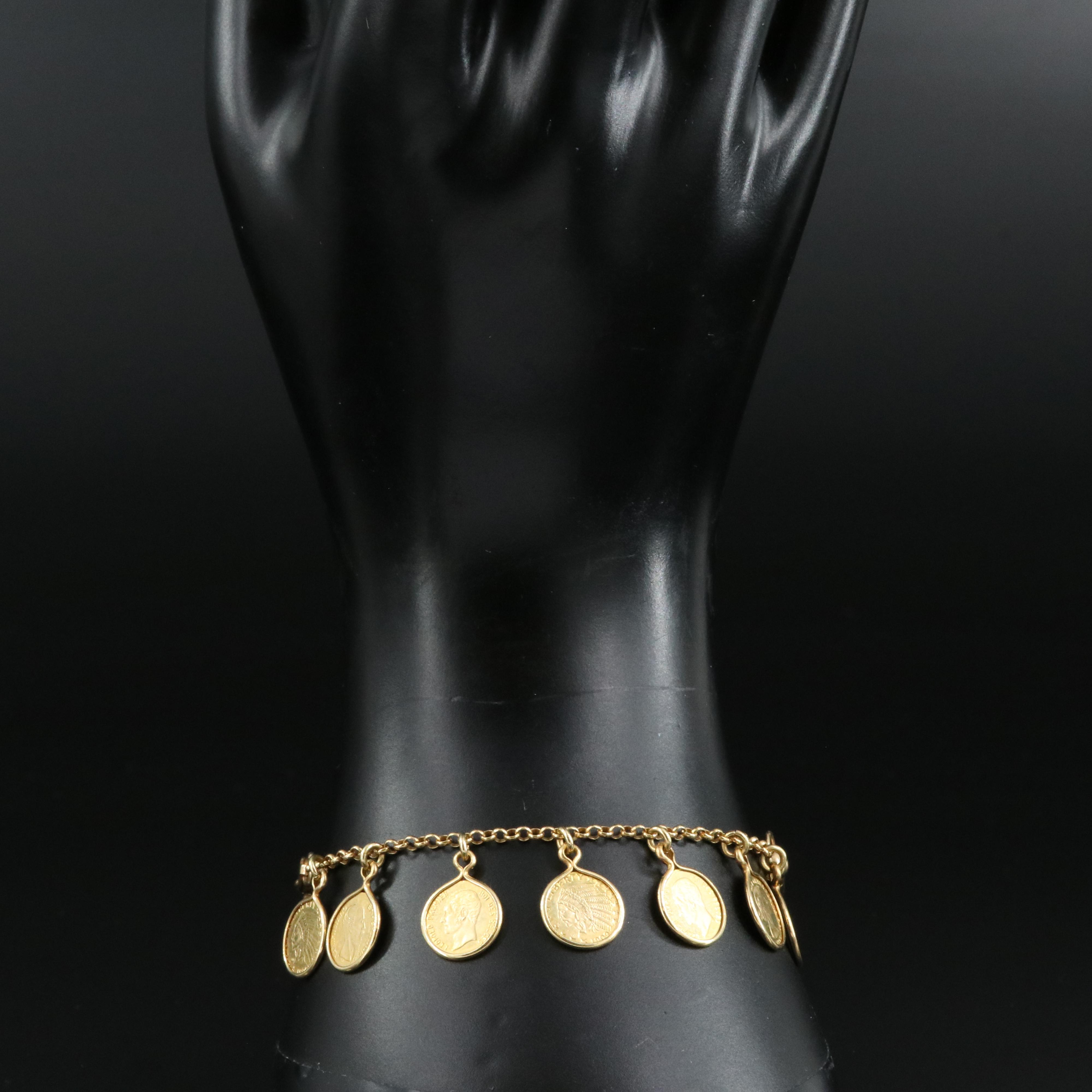 Italian 14K Replica Coin Bracelet