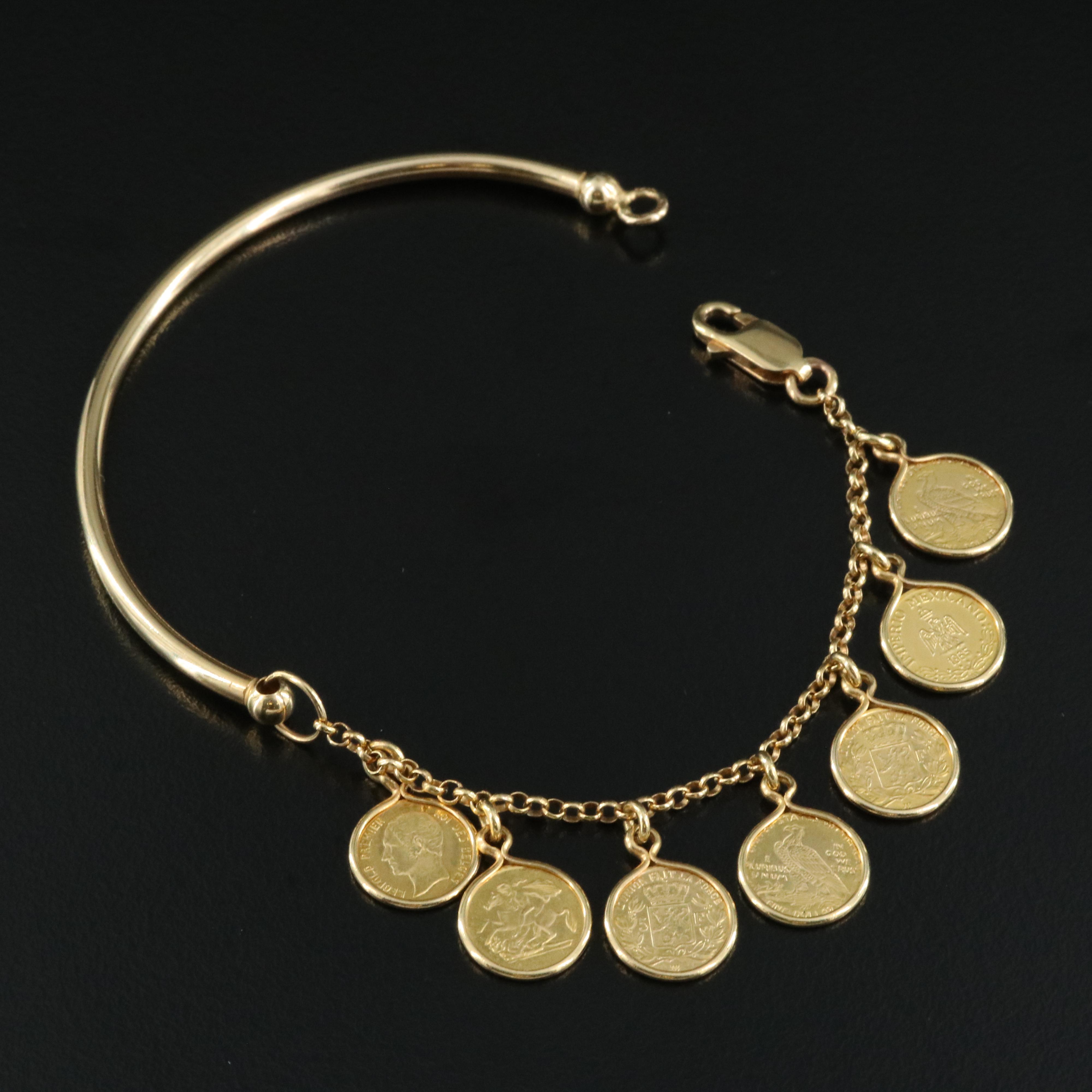 Italian 14K Replica Coin Bracelet