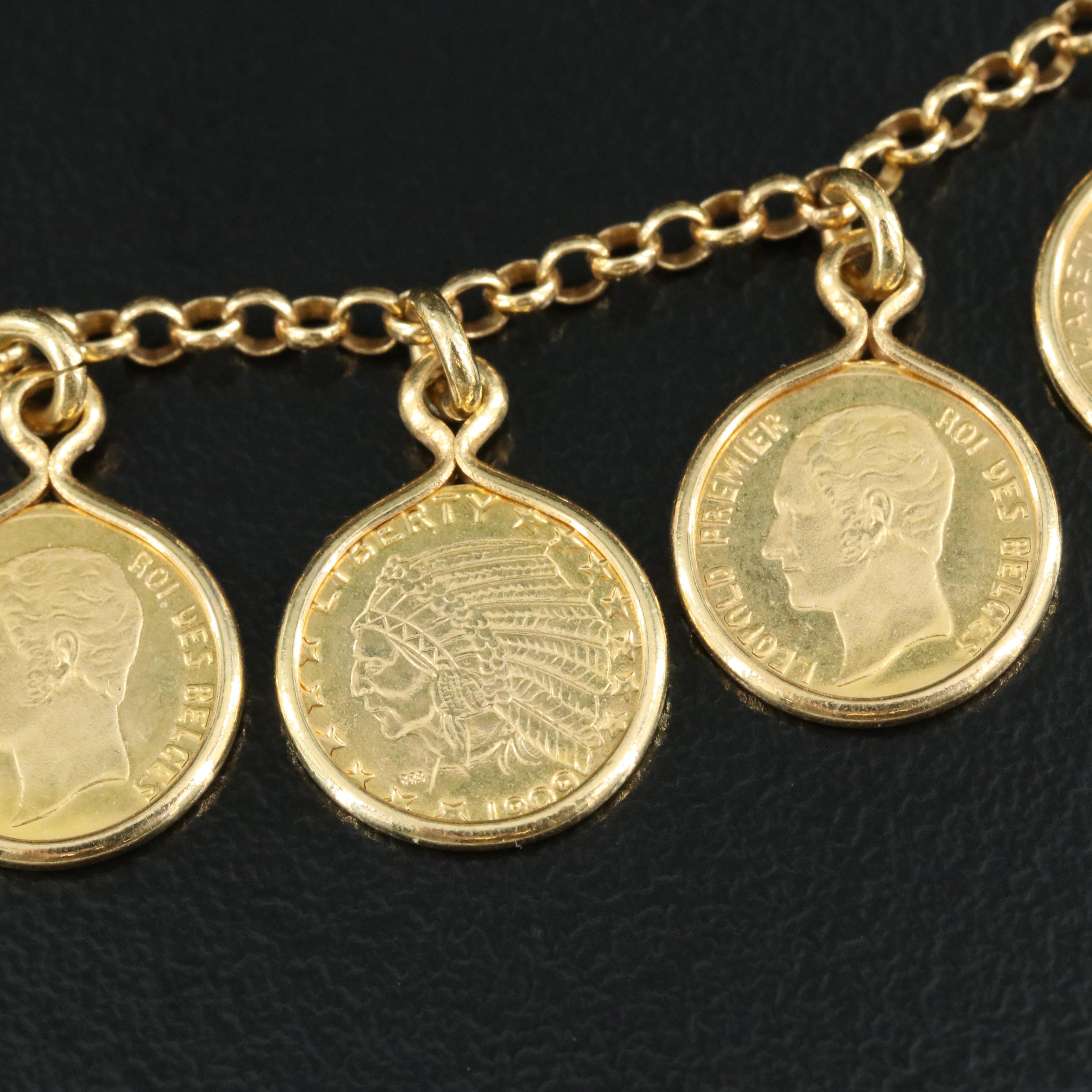 Italian 14K Replica Coin Bracelet