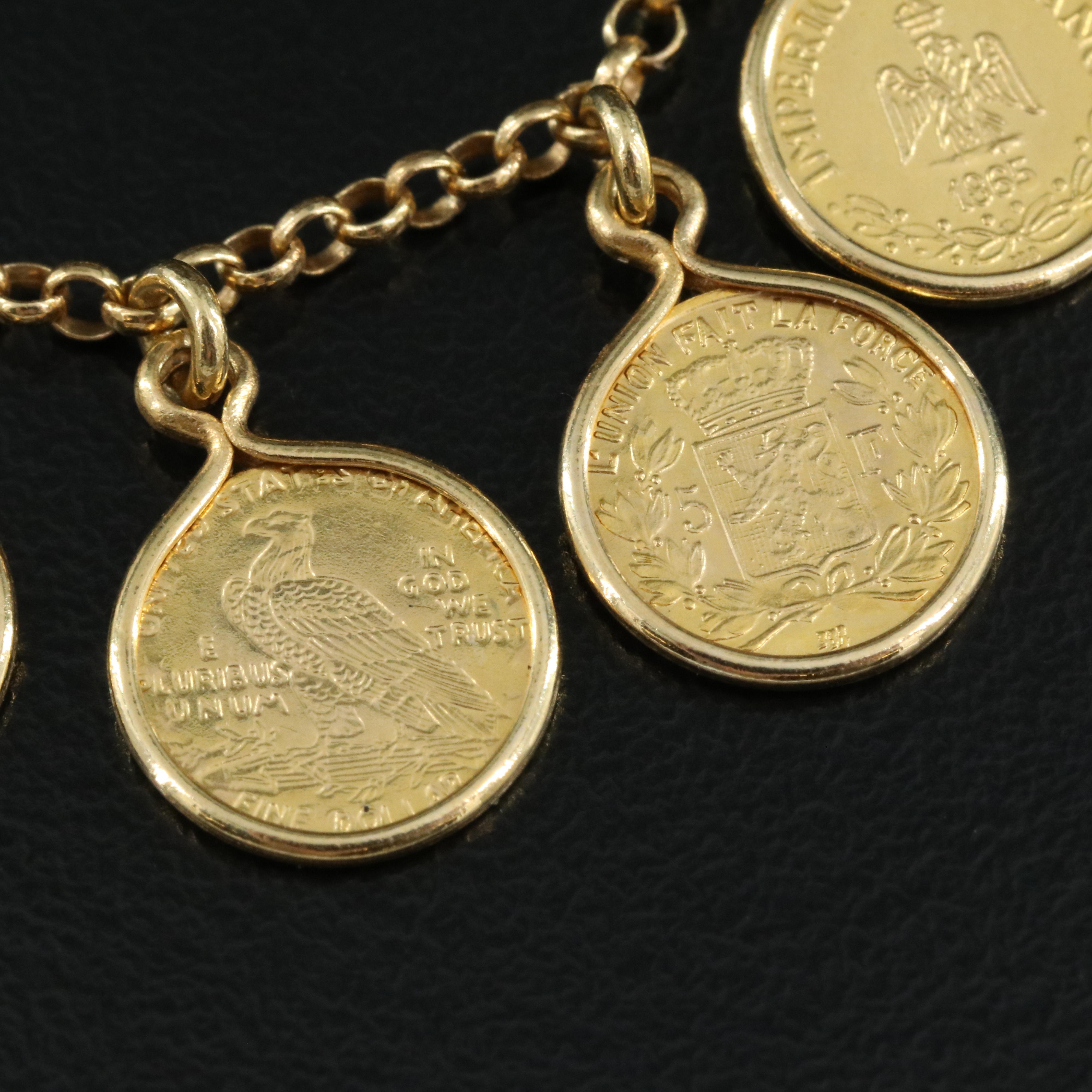 Italian 14K Replica Coin Bracelet