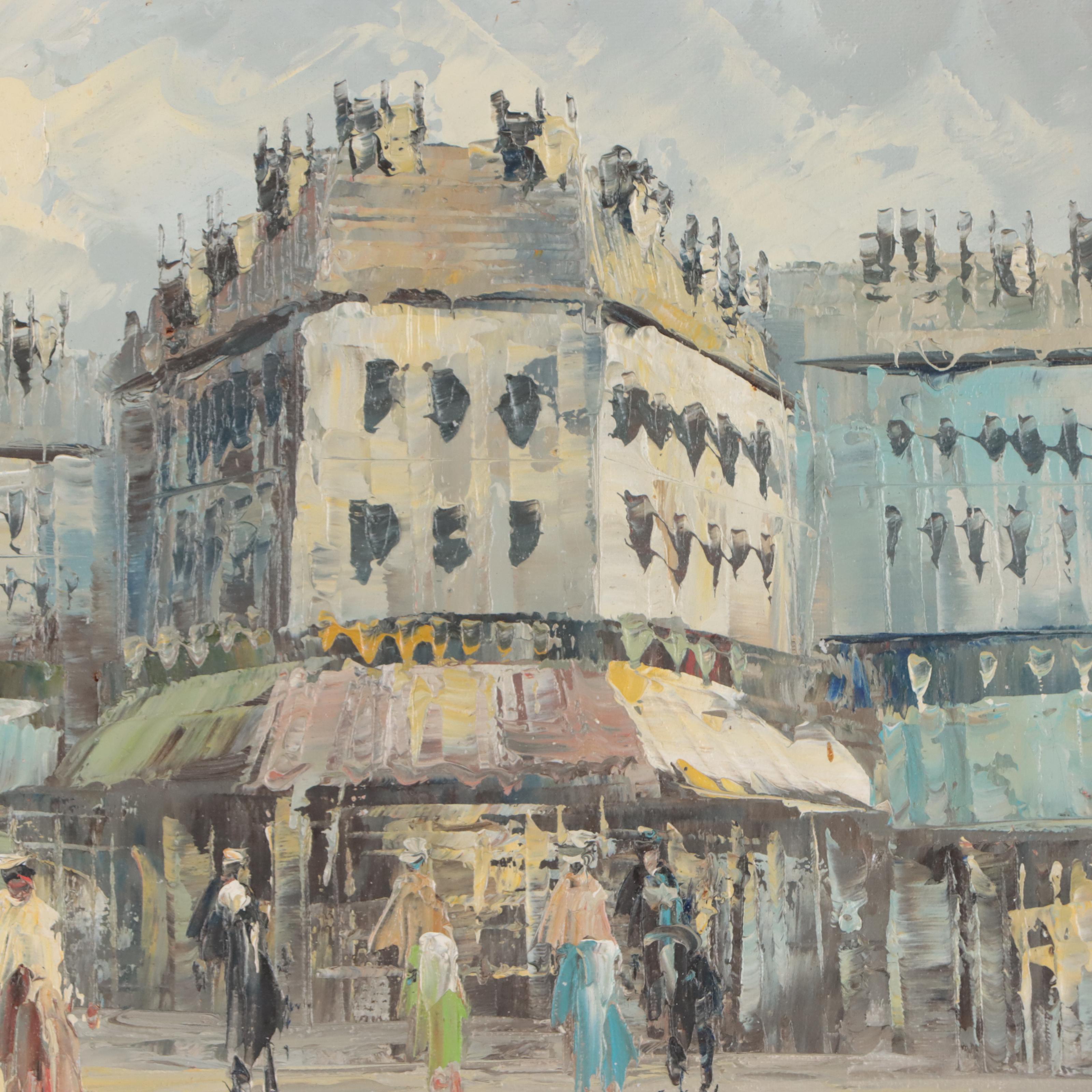 Parisian Street Scene Oil Painting