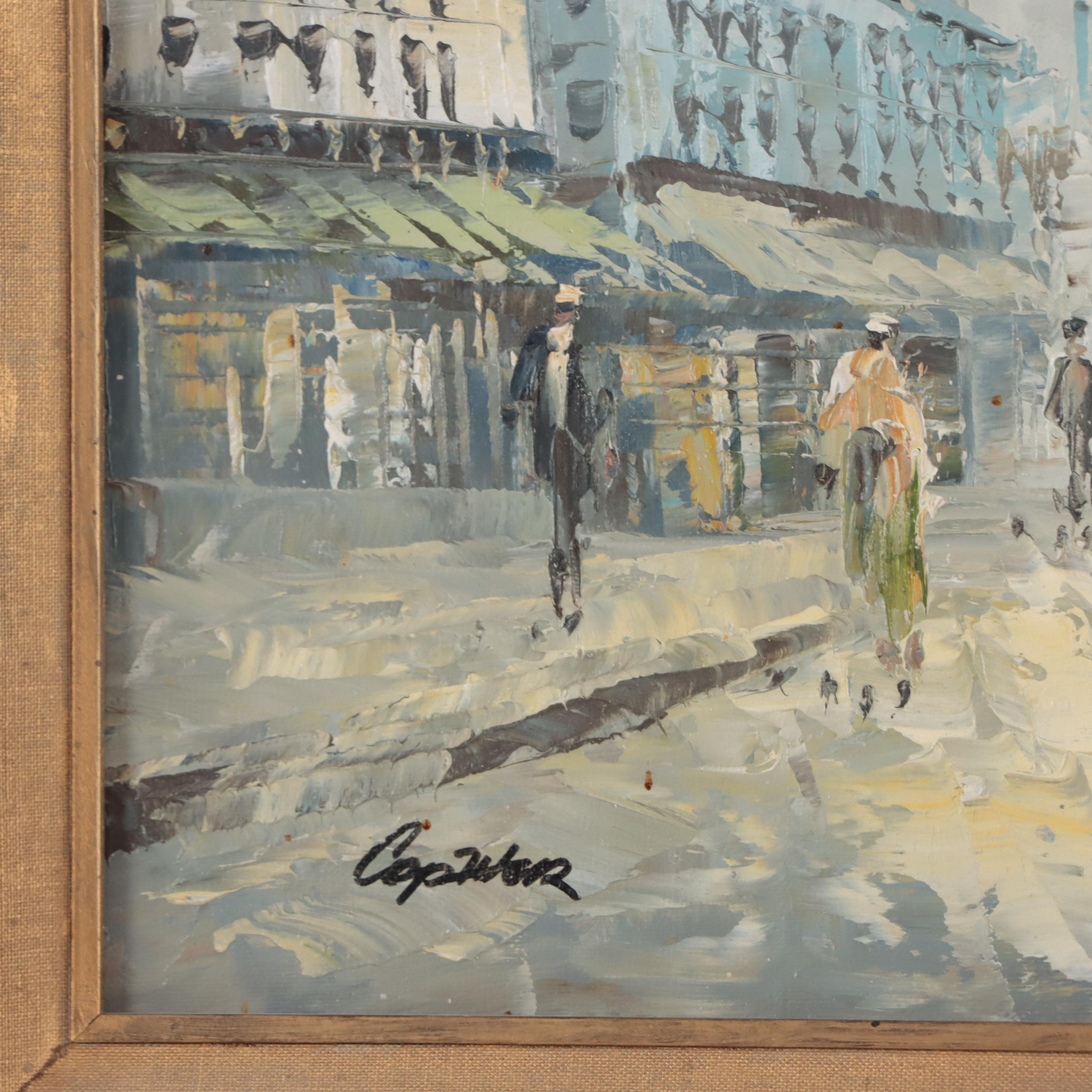 Parisian Street Scene Oil Painting