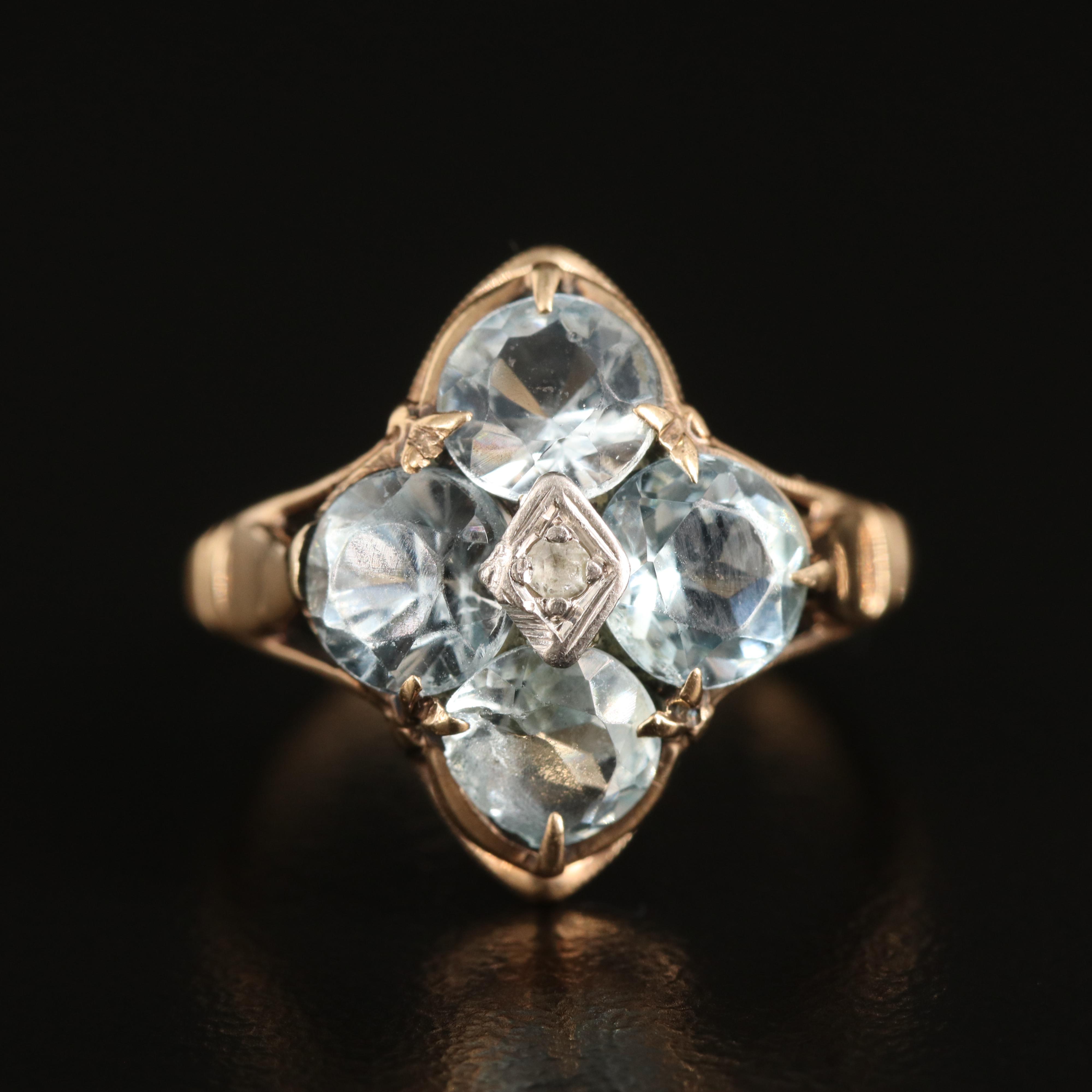 10K Aquamarine and Topaz Ring