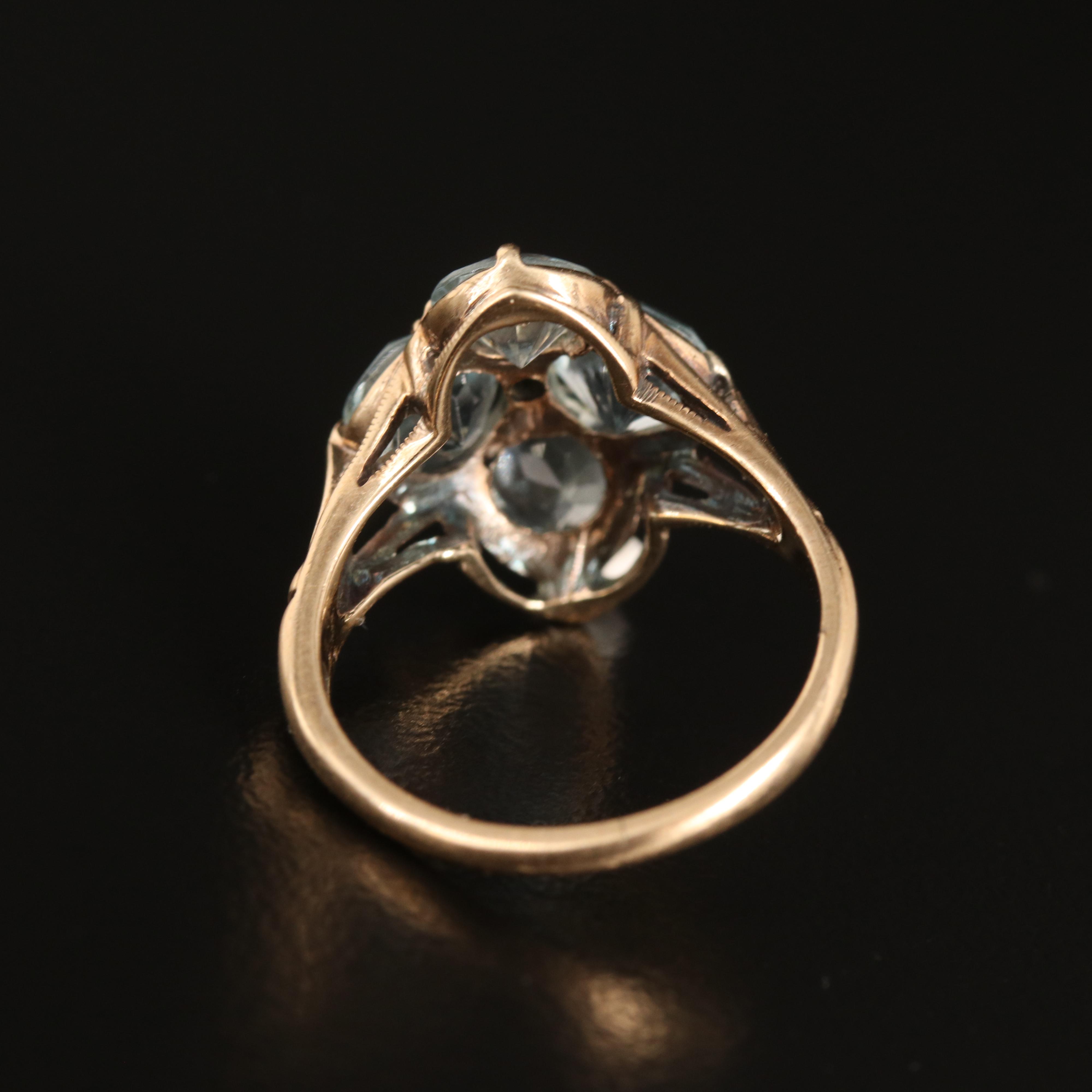 10K Aquamarine and Topaz Ring