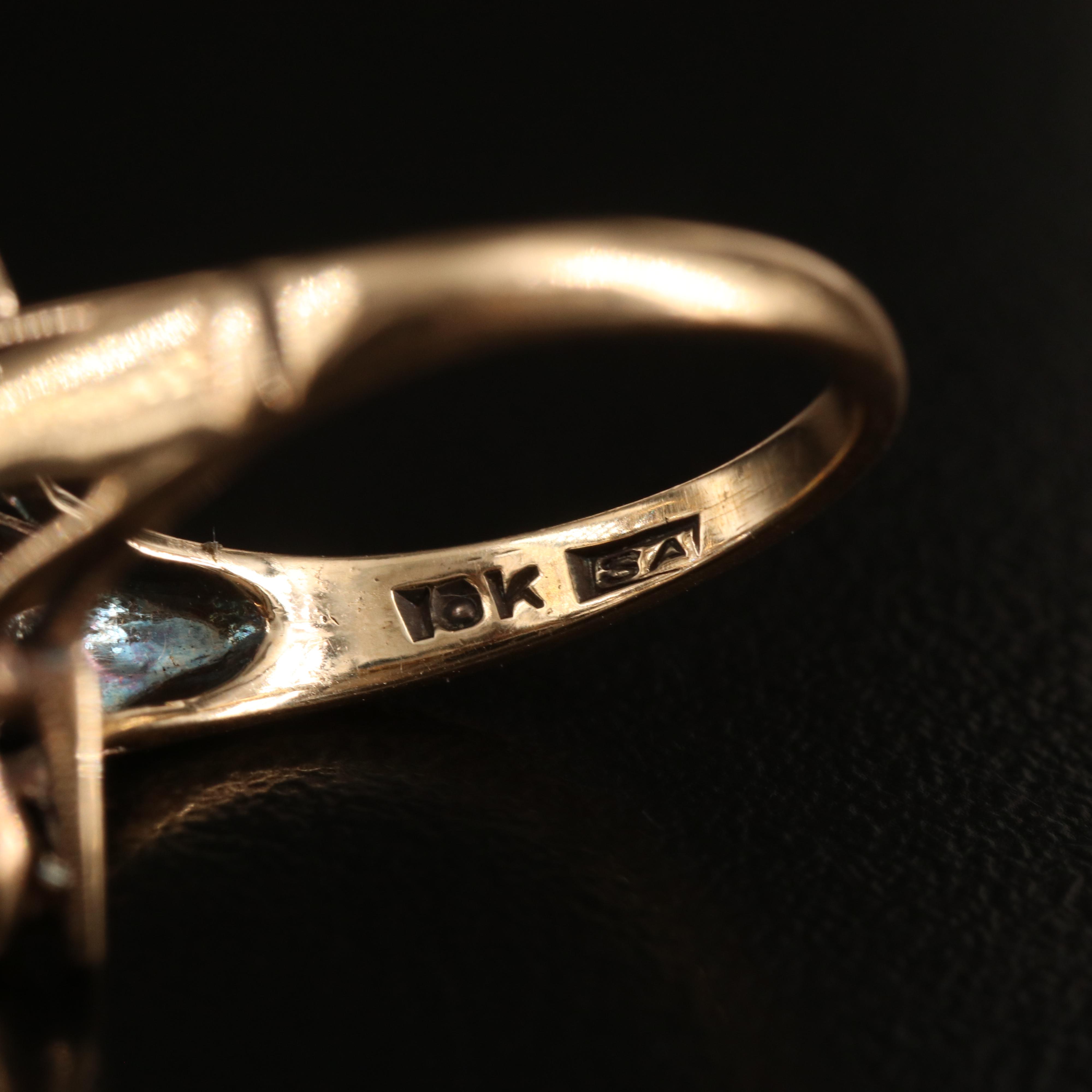 10K Aquamarine and Topaz Ring