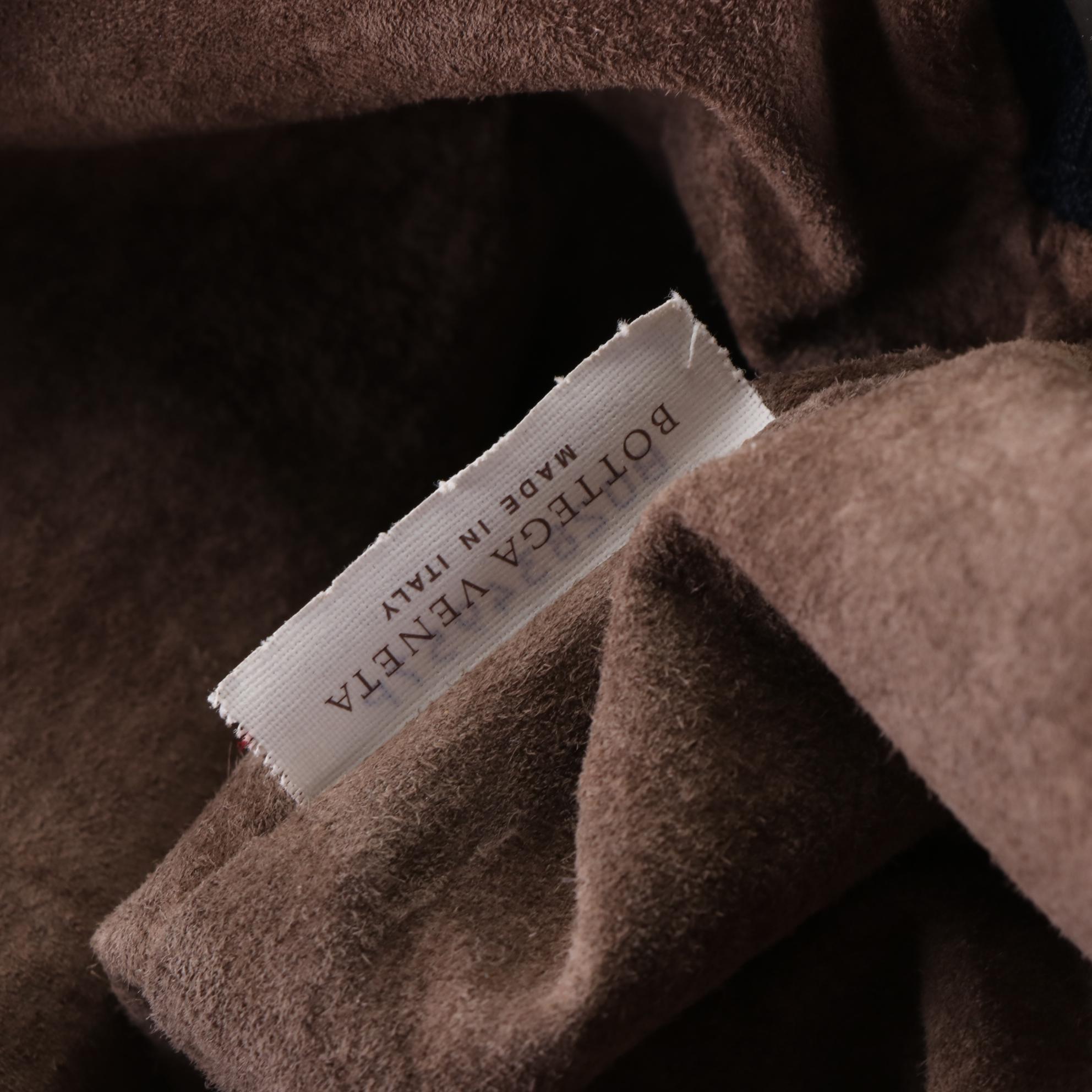 Bottega Veneta Medium Satchel in Dark Blue Intrecciato Leggero Leather