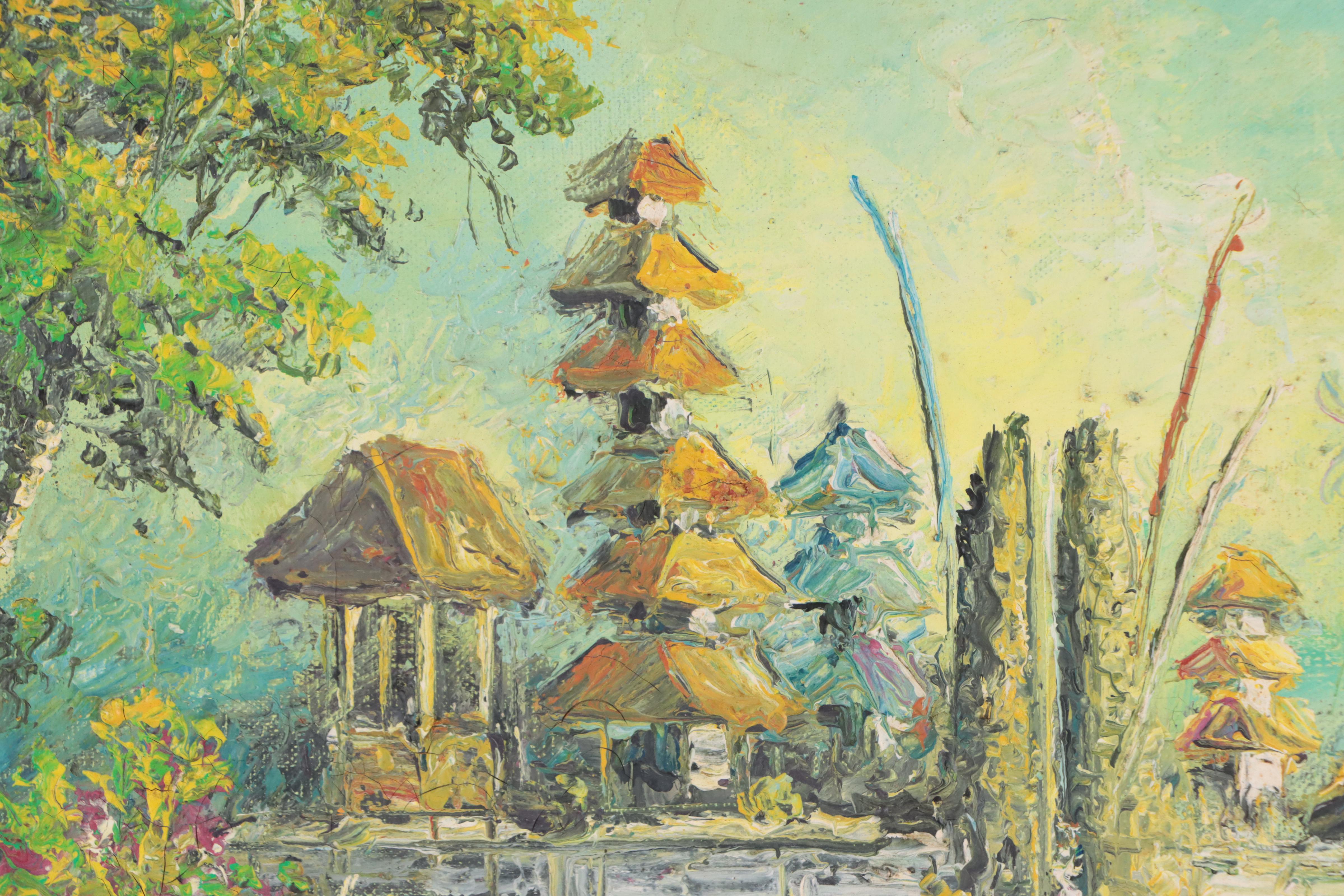 Indonesian School Oil Painting of Village Scene