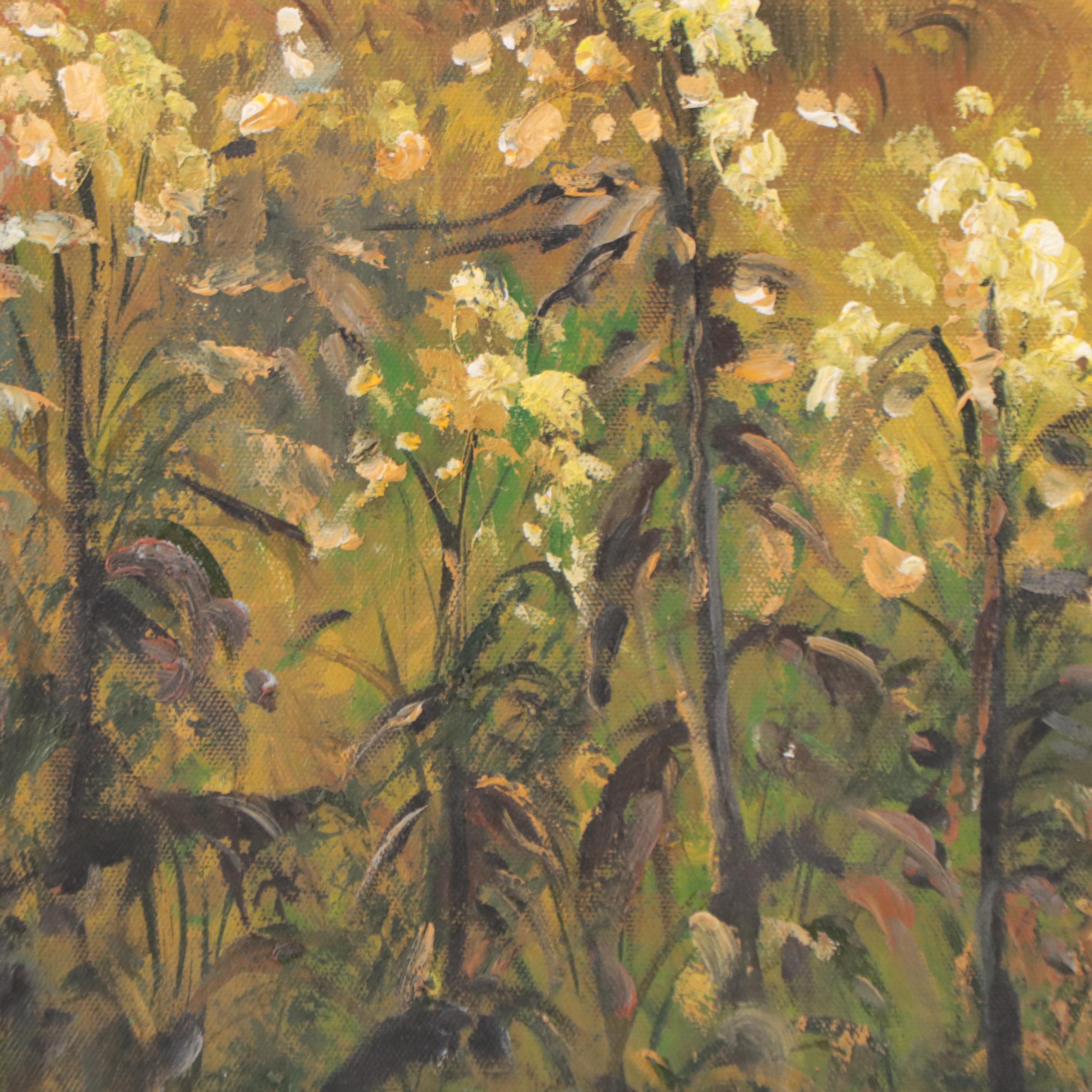 Robin White Field Landscape Oil Painting, 21st Century