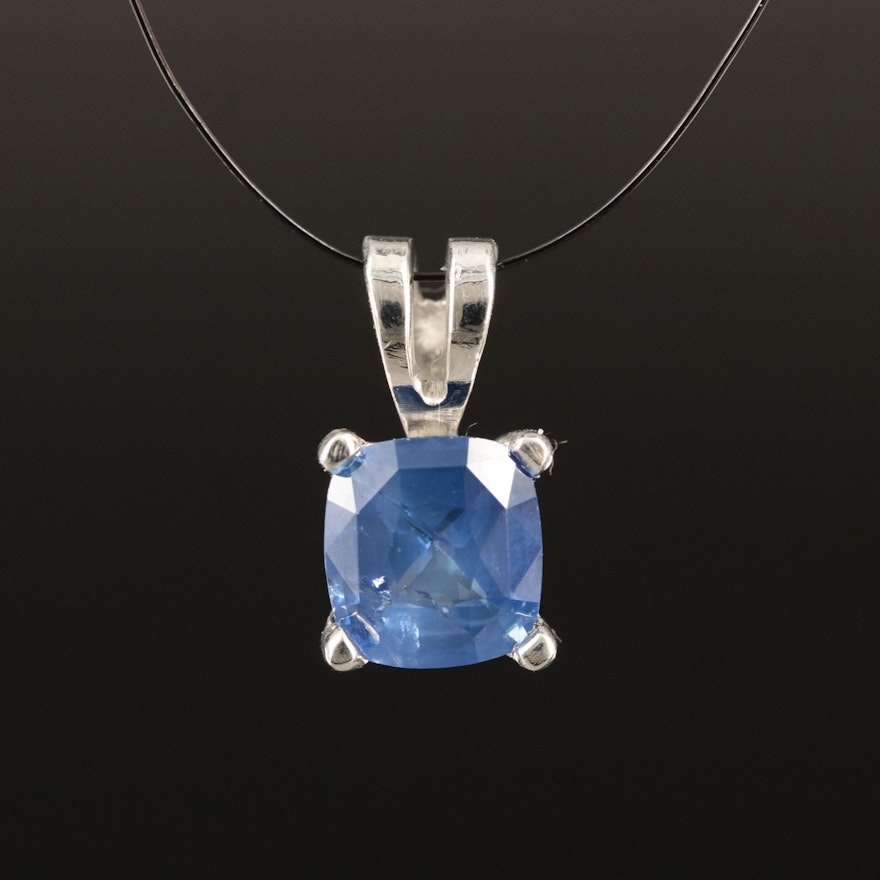 Platinum 1.38 CT Sapphire Pendant