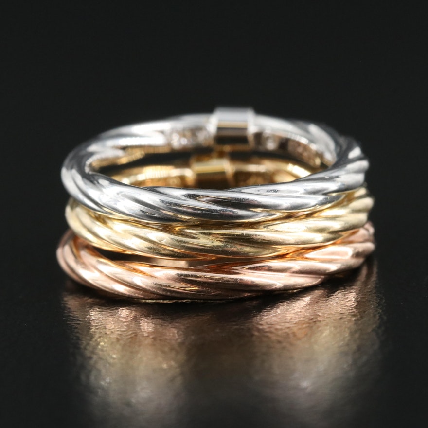 Italian 14K Trio Bands Including Rose Gold