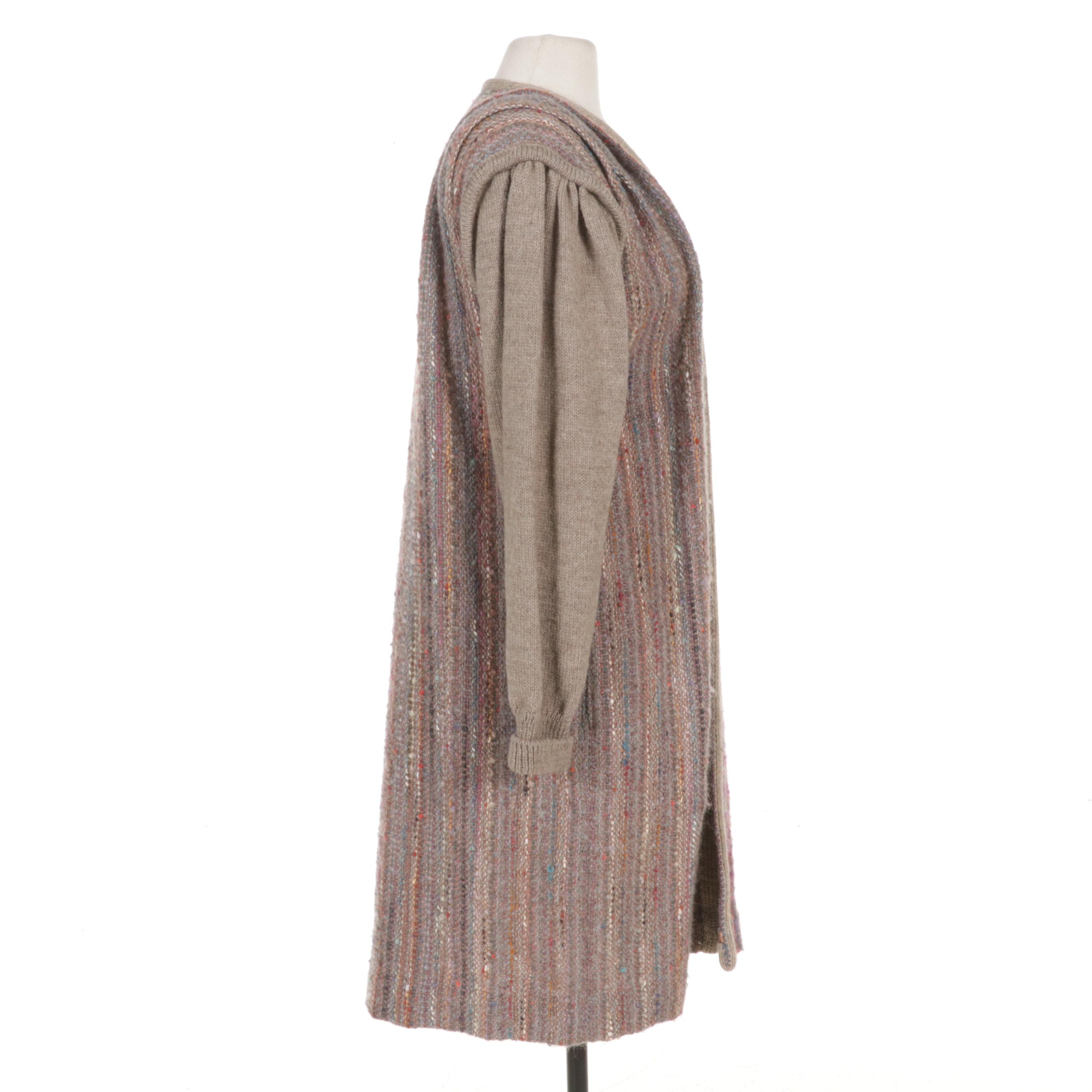 Ruth Lantz Handwoven Wool Blend Cardigan Sweater, 1993