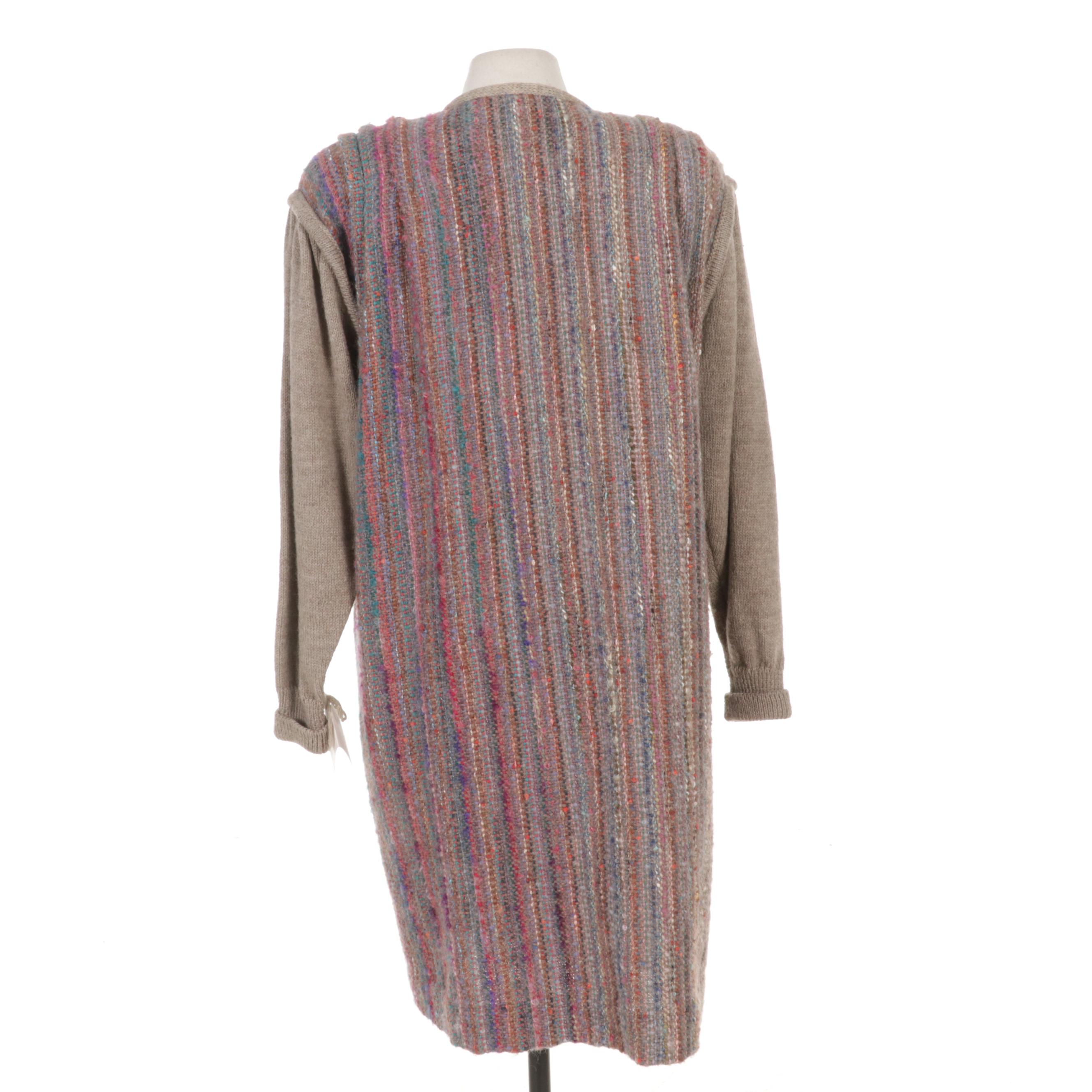 Ruth Lantz Handwoven Wool Blend Cardigan Sweater, 1993