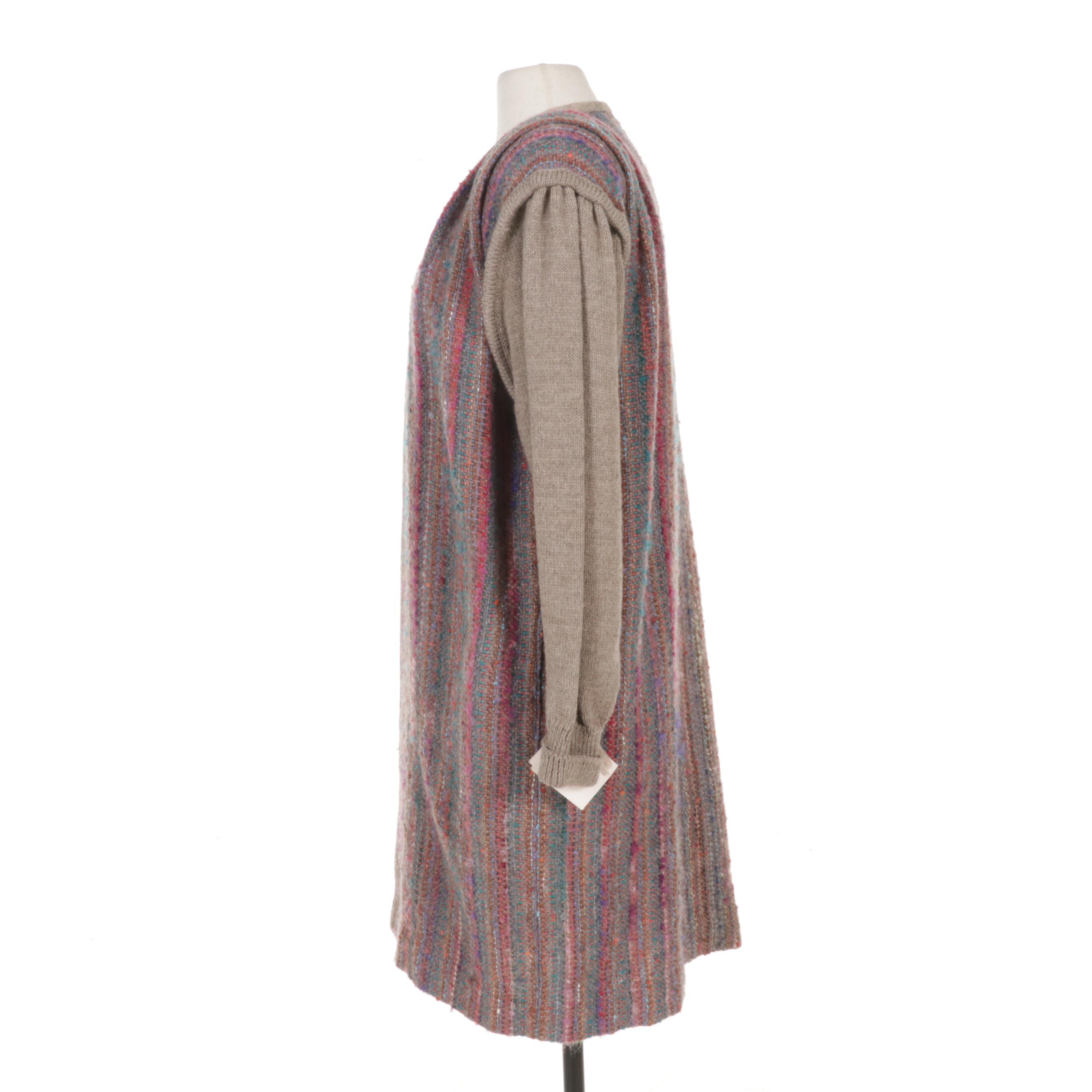 Ruth Lantz Handwoven Wool Blend Cardigan Sweater, 1993