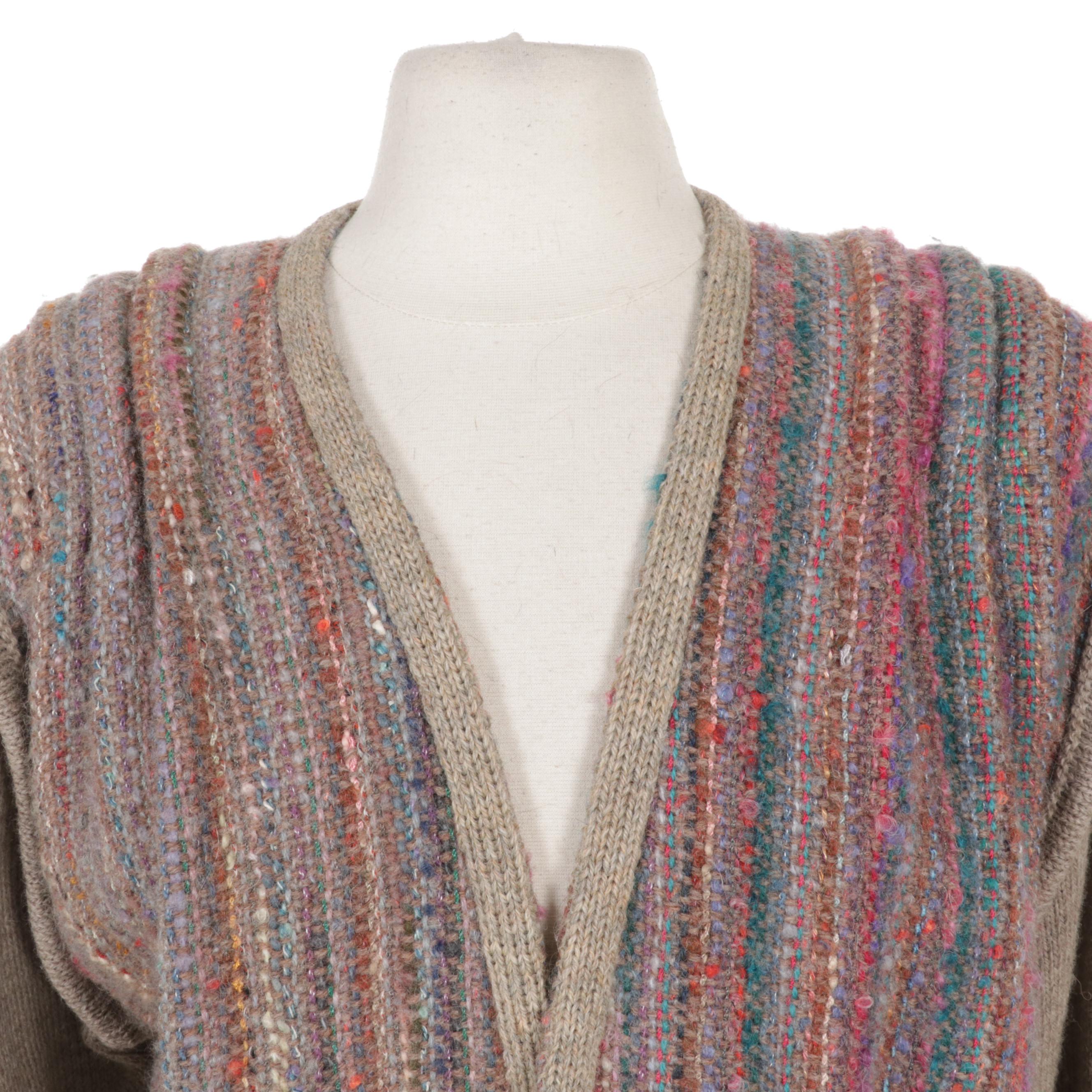 Ruth Lantz Handwoven Wool Blend Cardigan Sweater, 1993