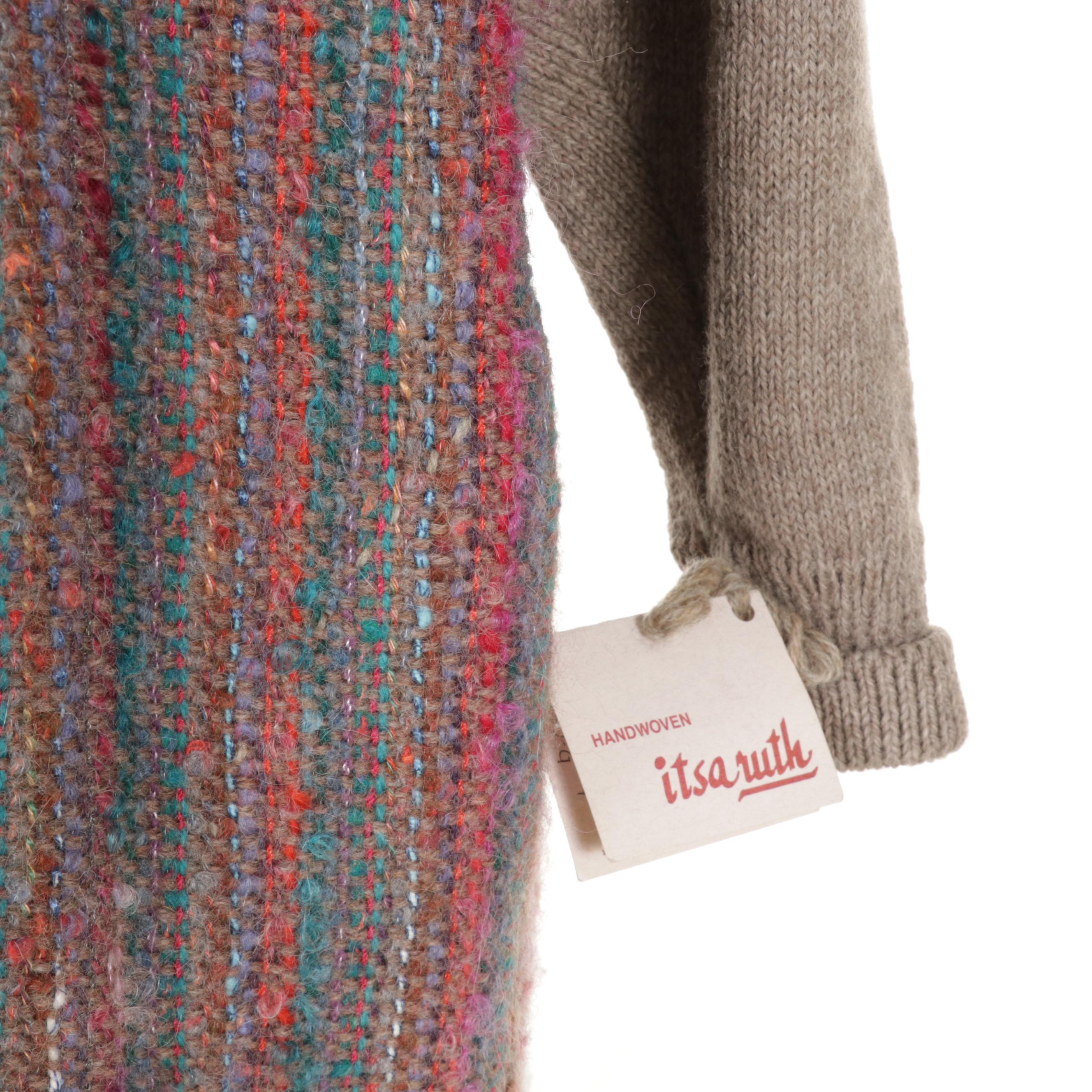 Ruth Lantz Handwoven Wool Blend Cardigan Sweater, 1993