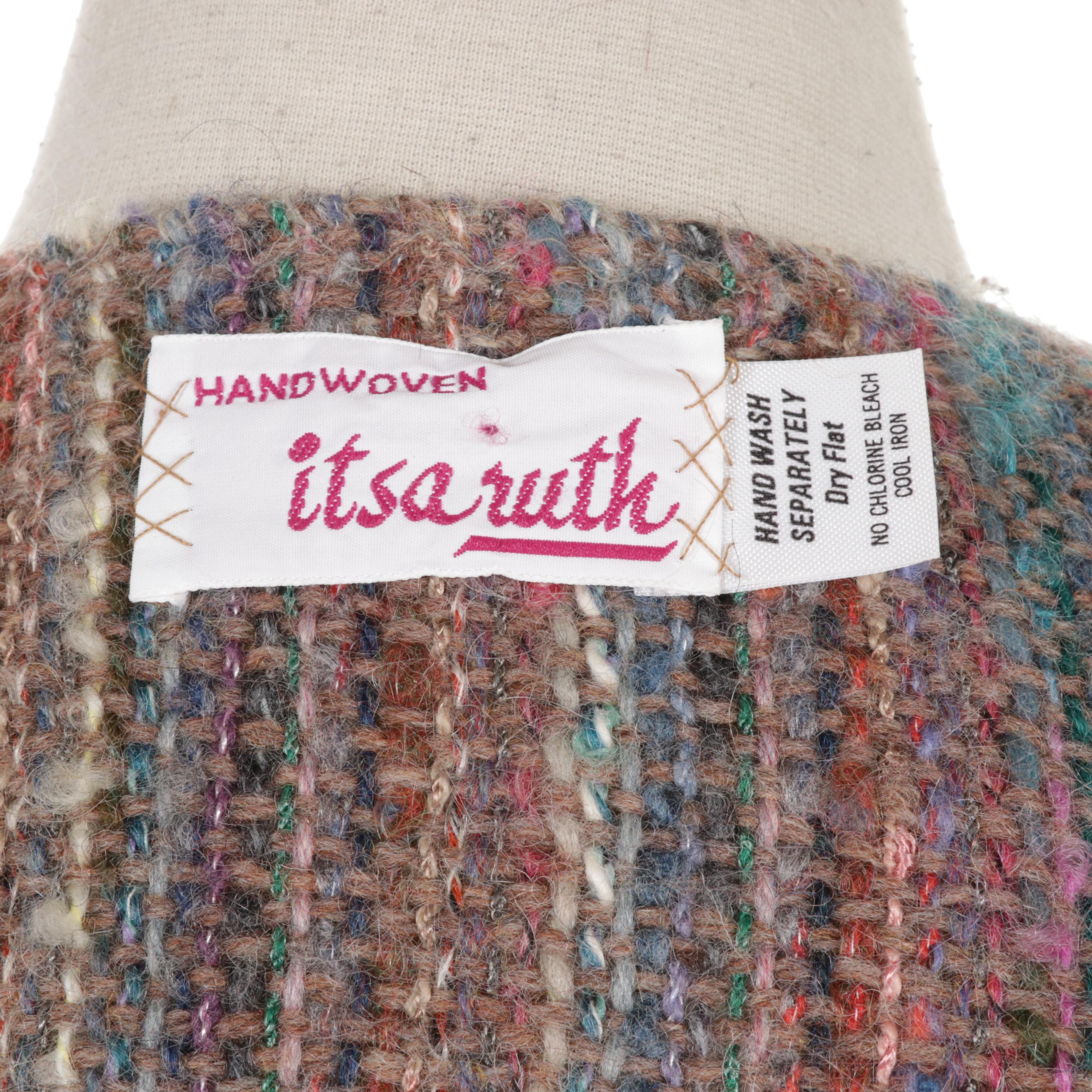 Ruth Lantz Handwoven Wool Blend Cardigan Sweater, 1993