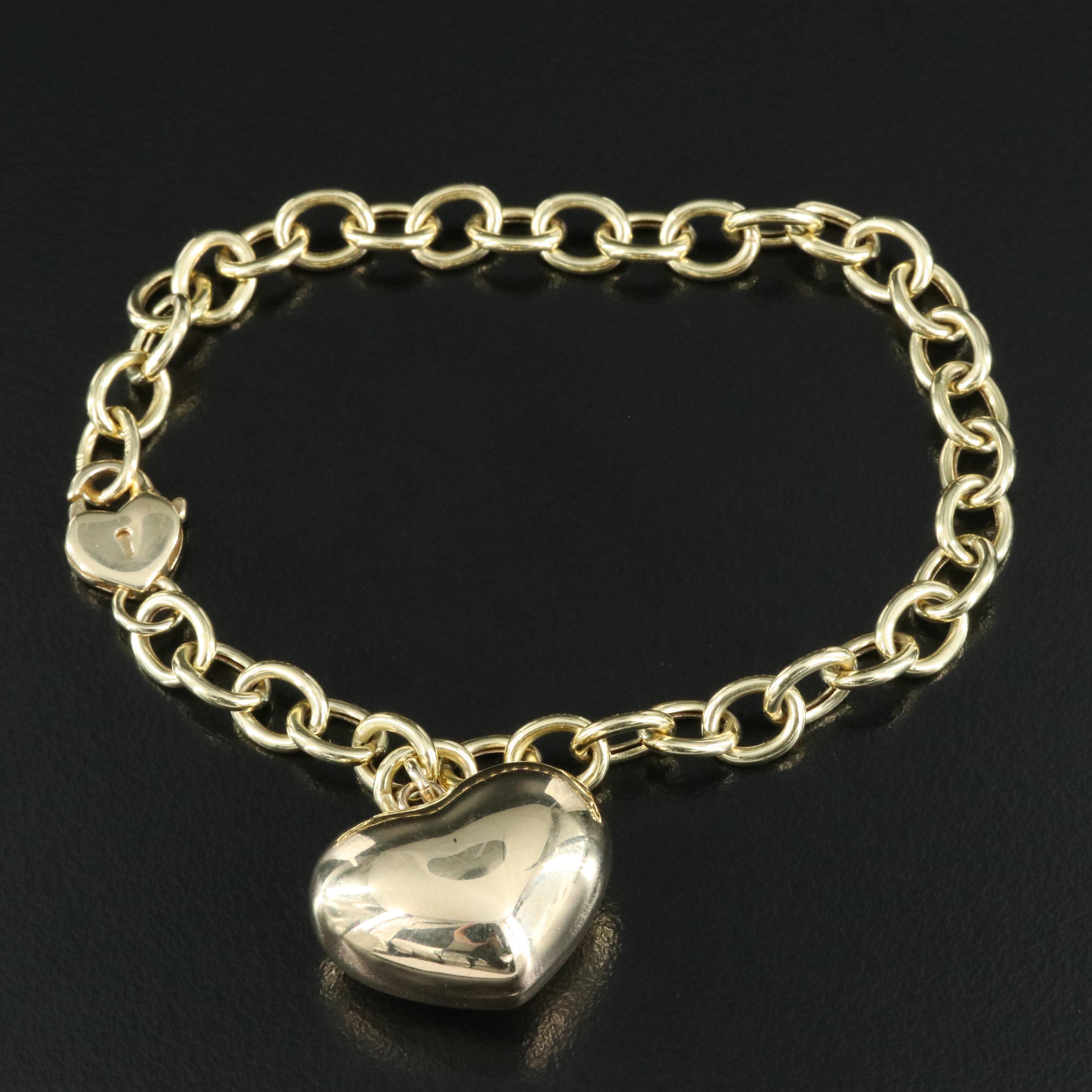 Italian 14K Puffy Heart Bracelet
