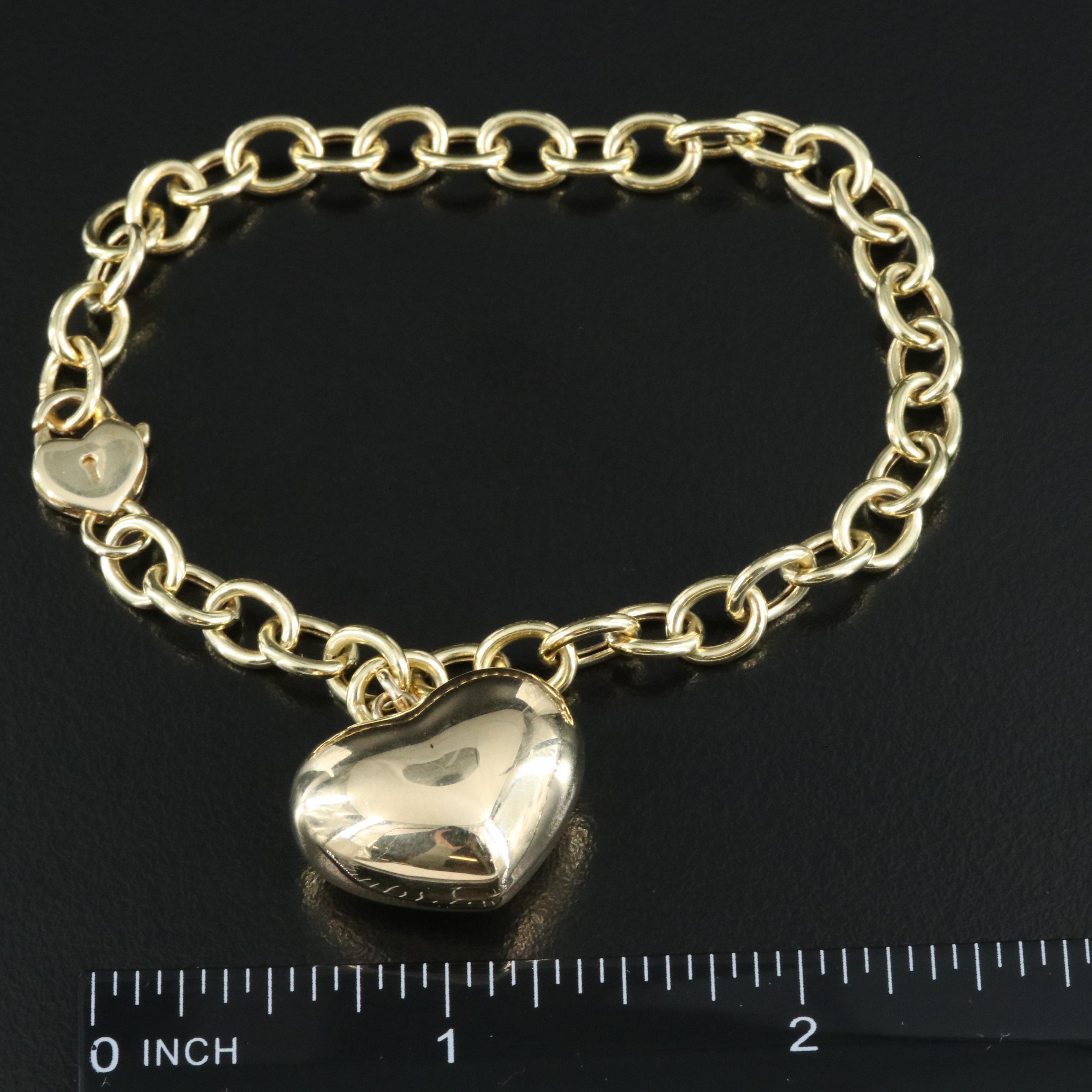 Italian 14K Puffy Heart Bracelet