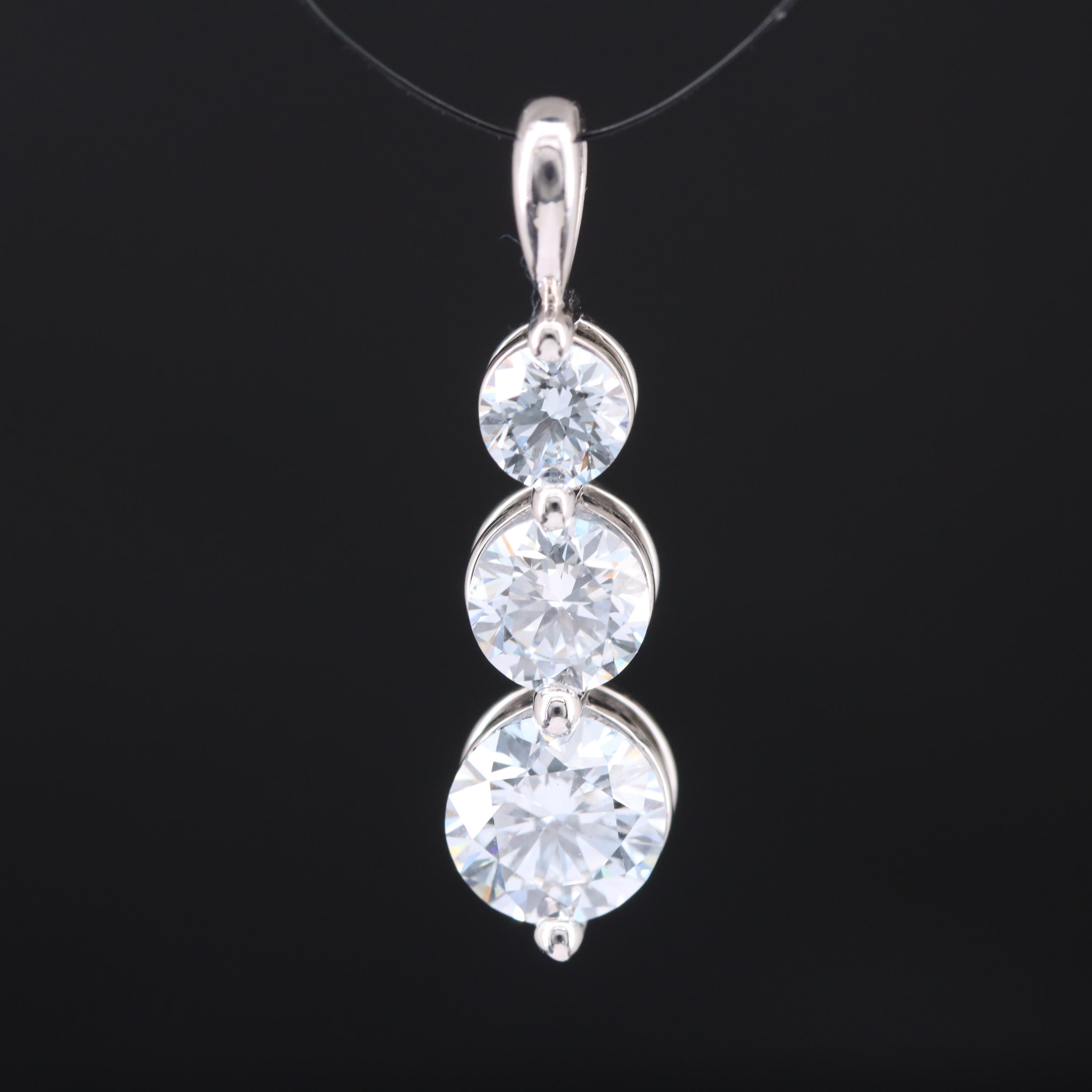 14K 1.53 CTW Lab Grown Diamond Tiered Pendant