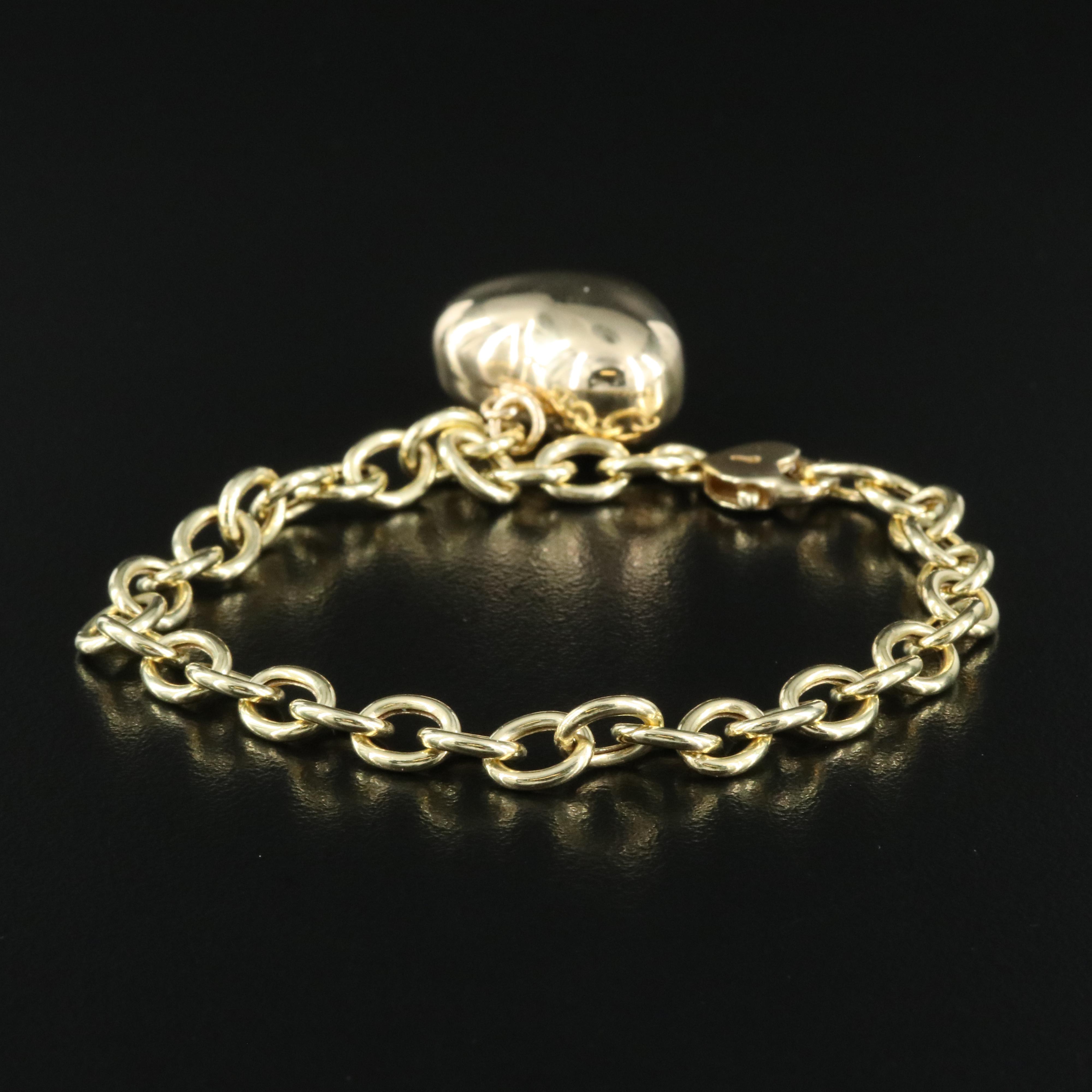 Italian 14K Puffy Heart Bracelet