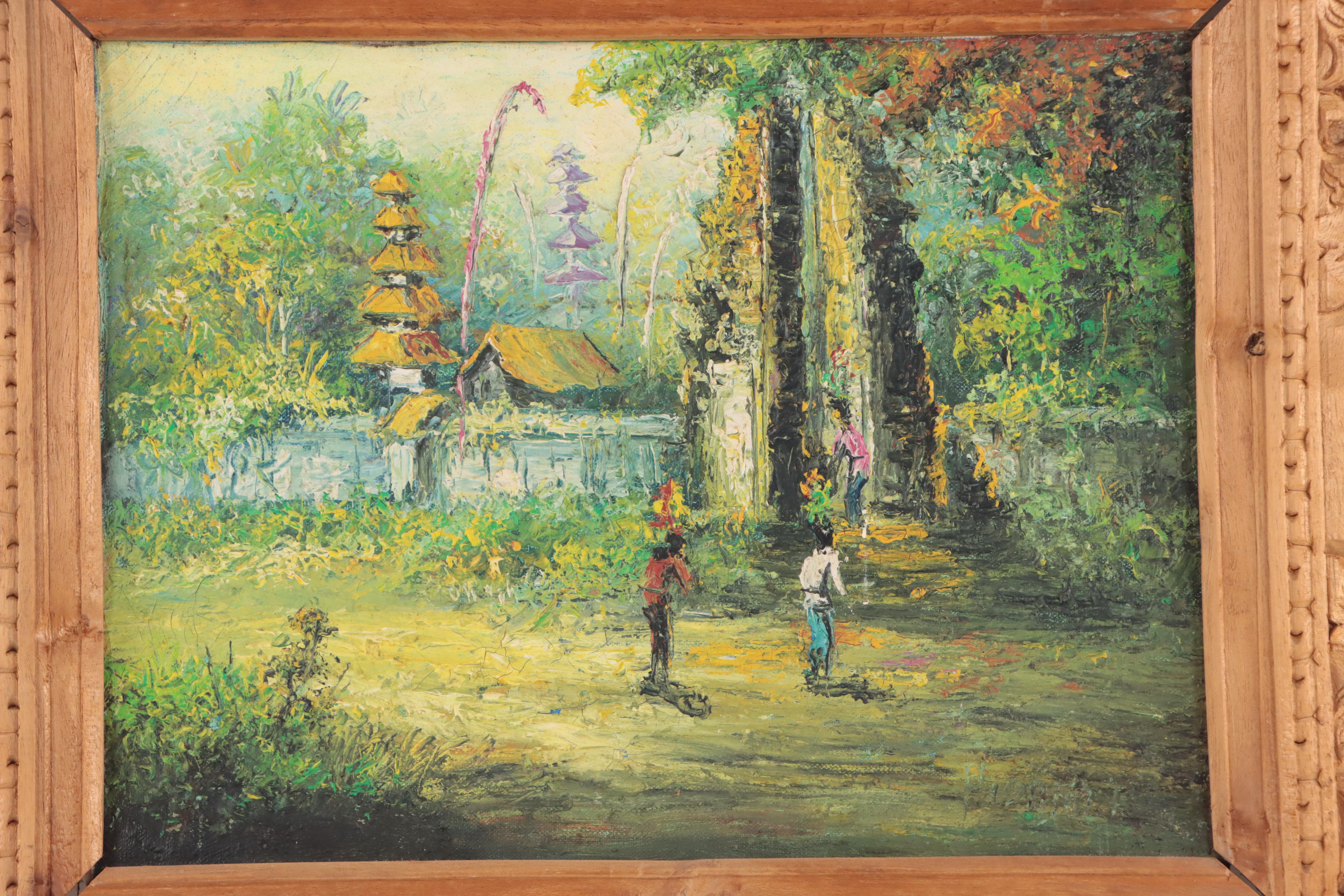 Indonesian School Oil Painting of Village Scene