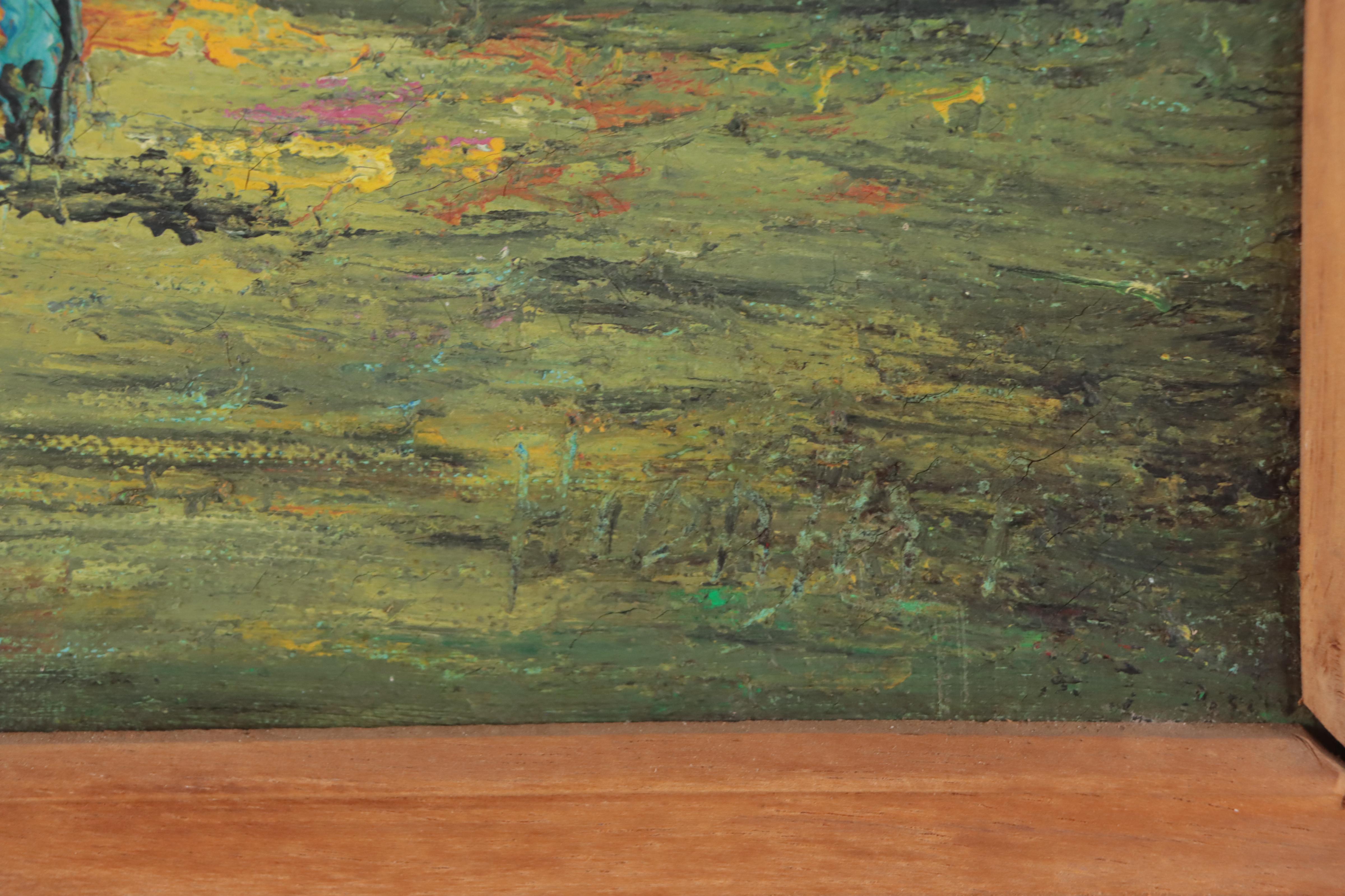 Indonesian School Oil Painting of Village Scene