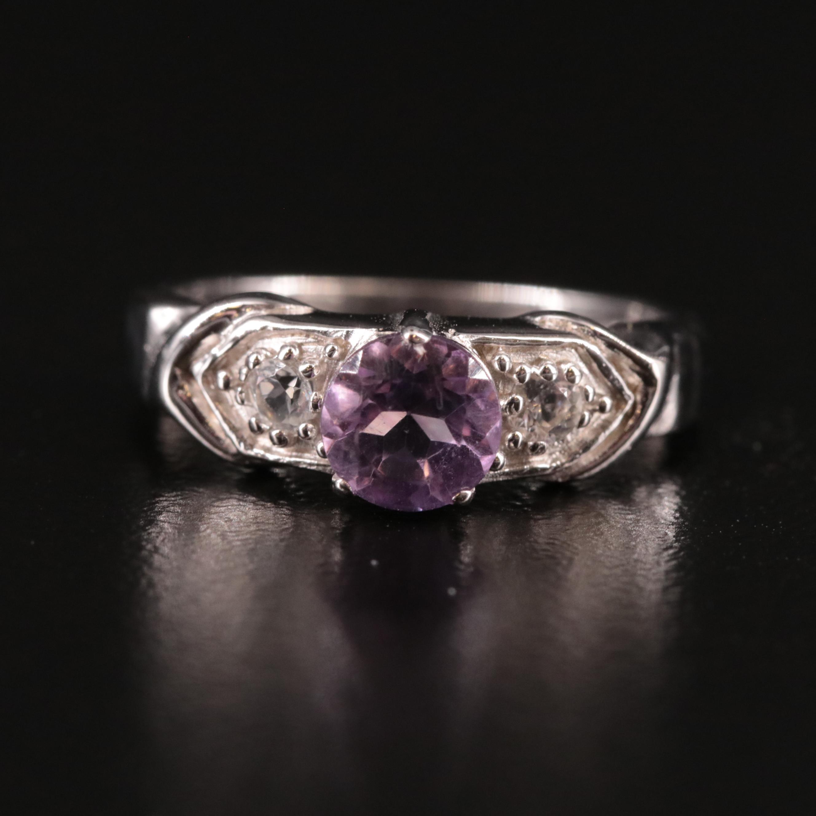 Sterling Amethyst and White Topaz Ring