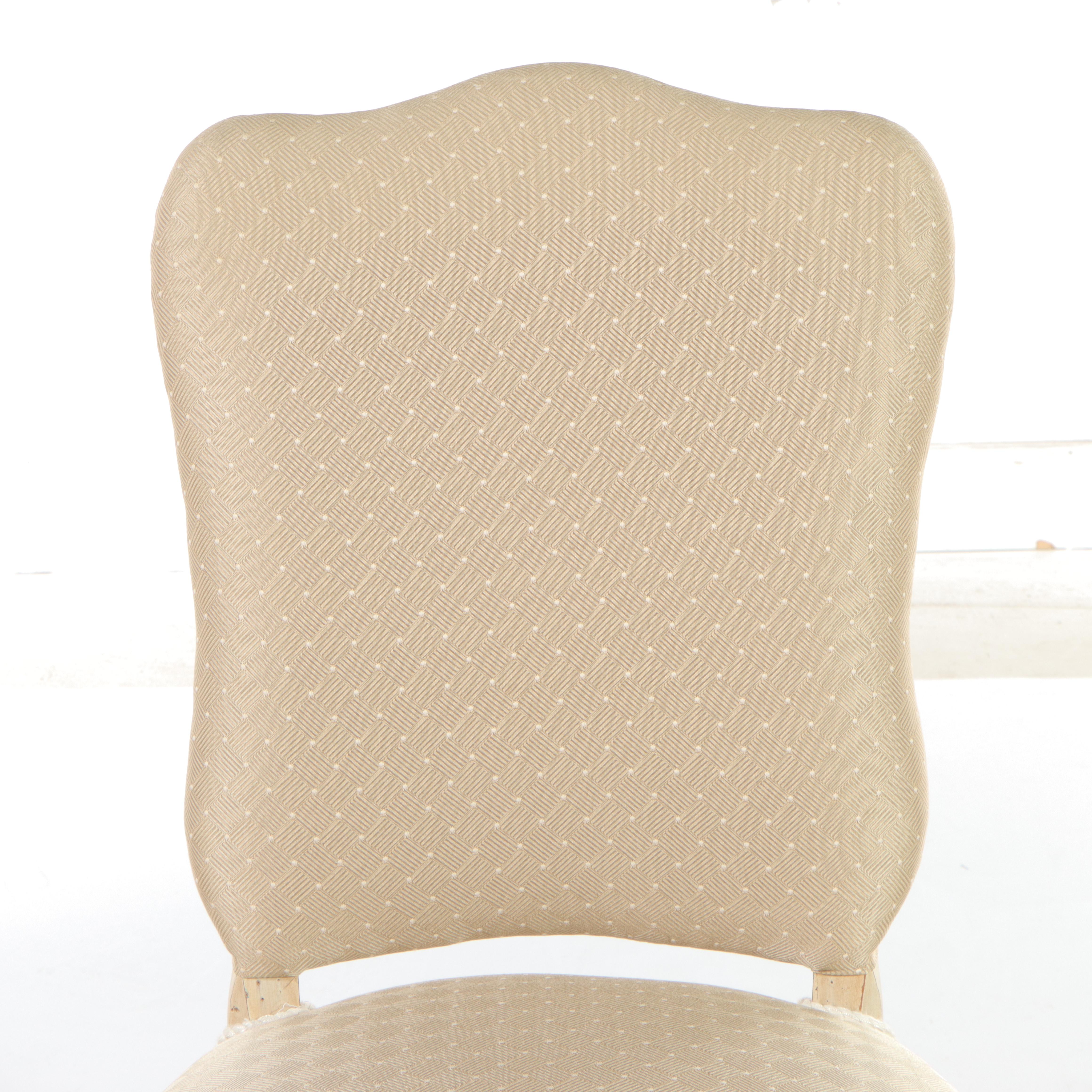 Pair of French Provincial Style Cream-Painted and Custom-Upholstered Side Chairs