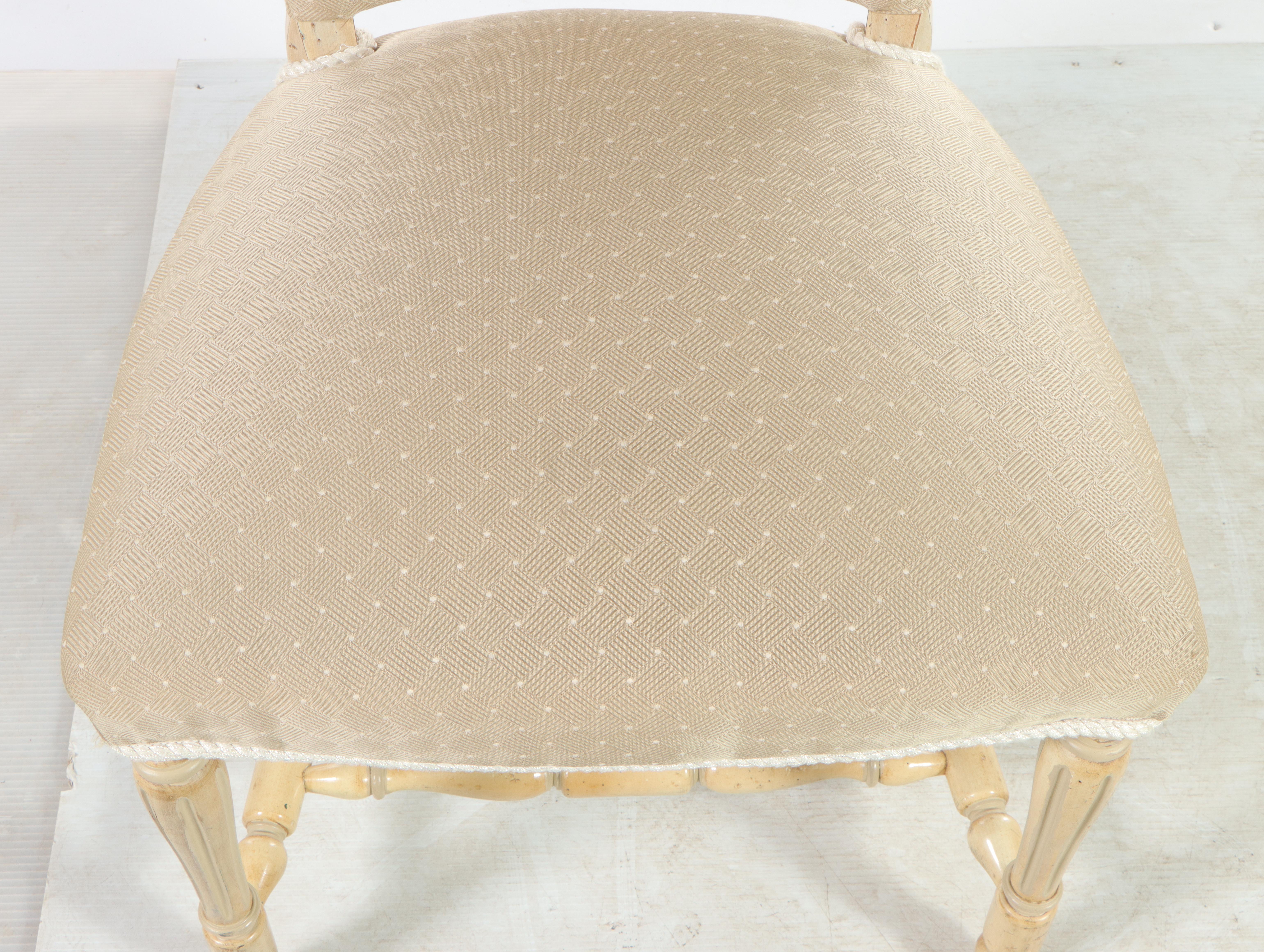 Pair of French Provincial Style Cream-Painted and Custom-Upholstered Side Chairs