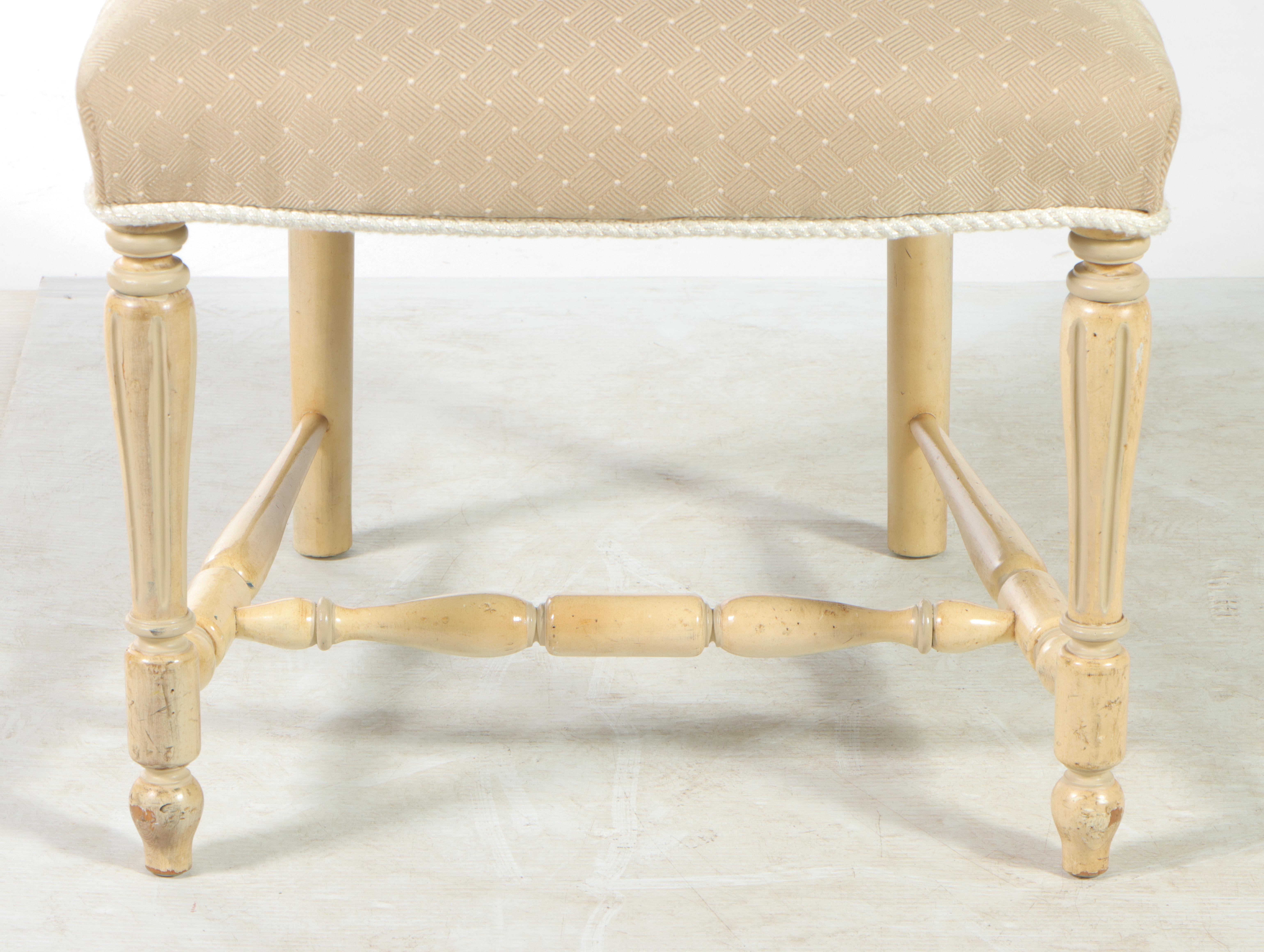 Pair of French Provincial Style Cream-Painted and Custom-Upholstered Side Chairs