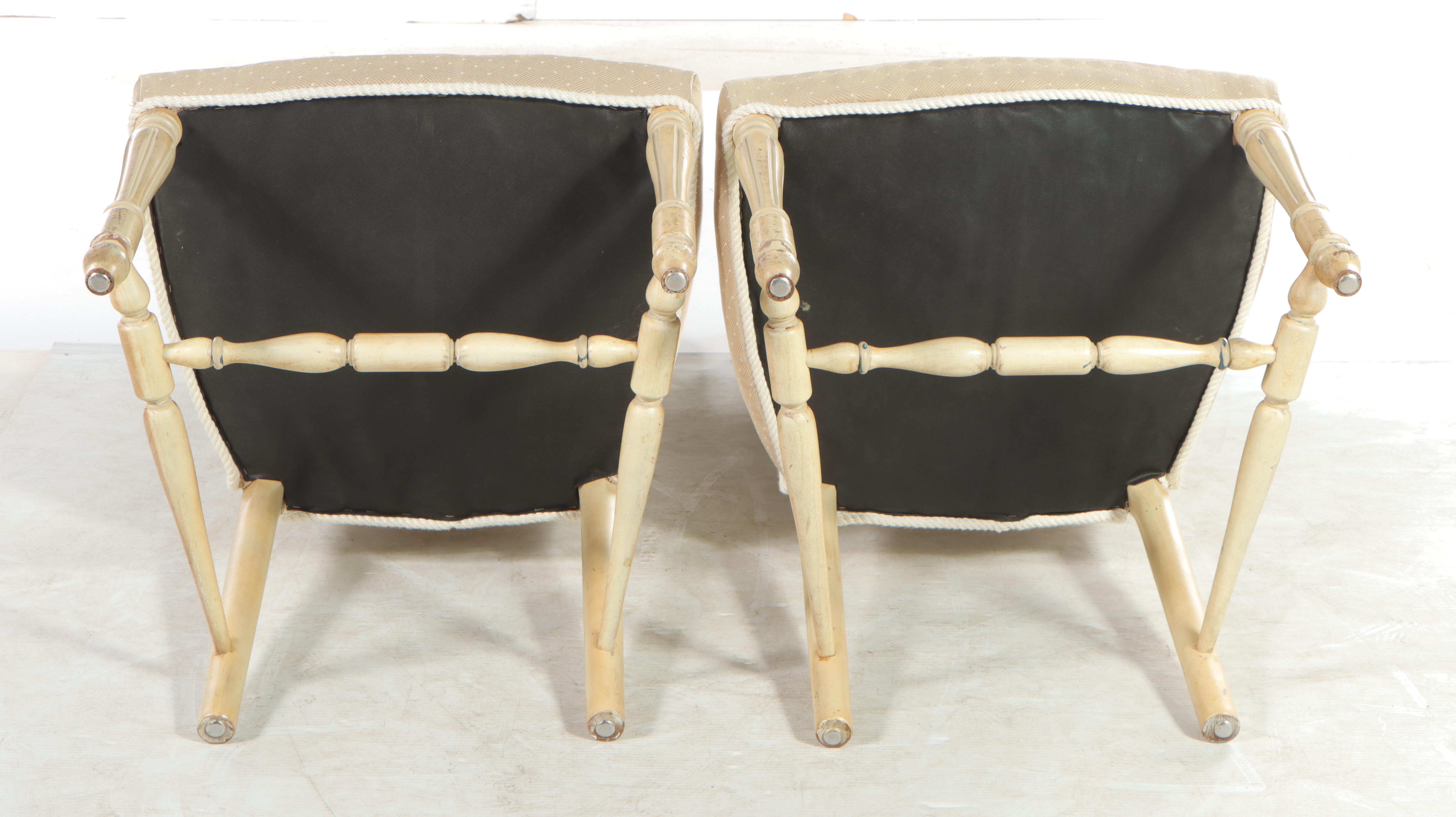 Pair of French Provincial Style Cream-Painted and Custom-Upholstered Side Chairs